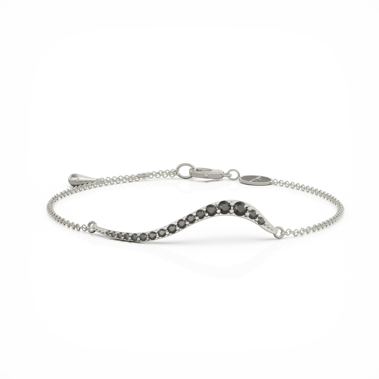 Linda Fiore Women's Black / Silver Swirl Bracelet Silver With Onyx Cz