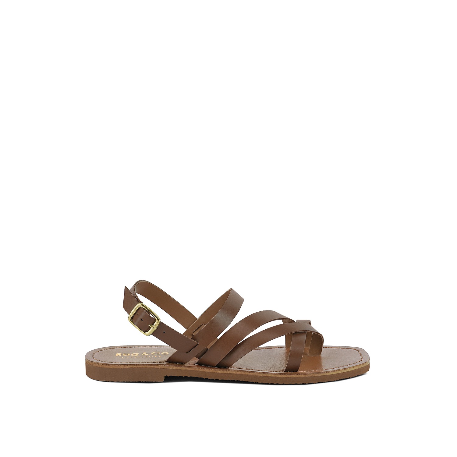 Rag & Co Rosemary Buckle Strap Flat Sandals