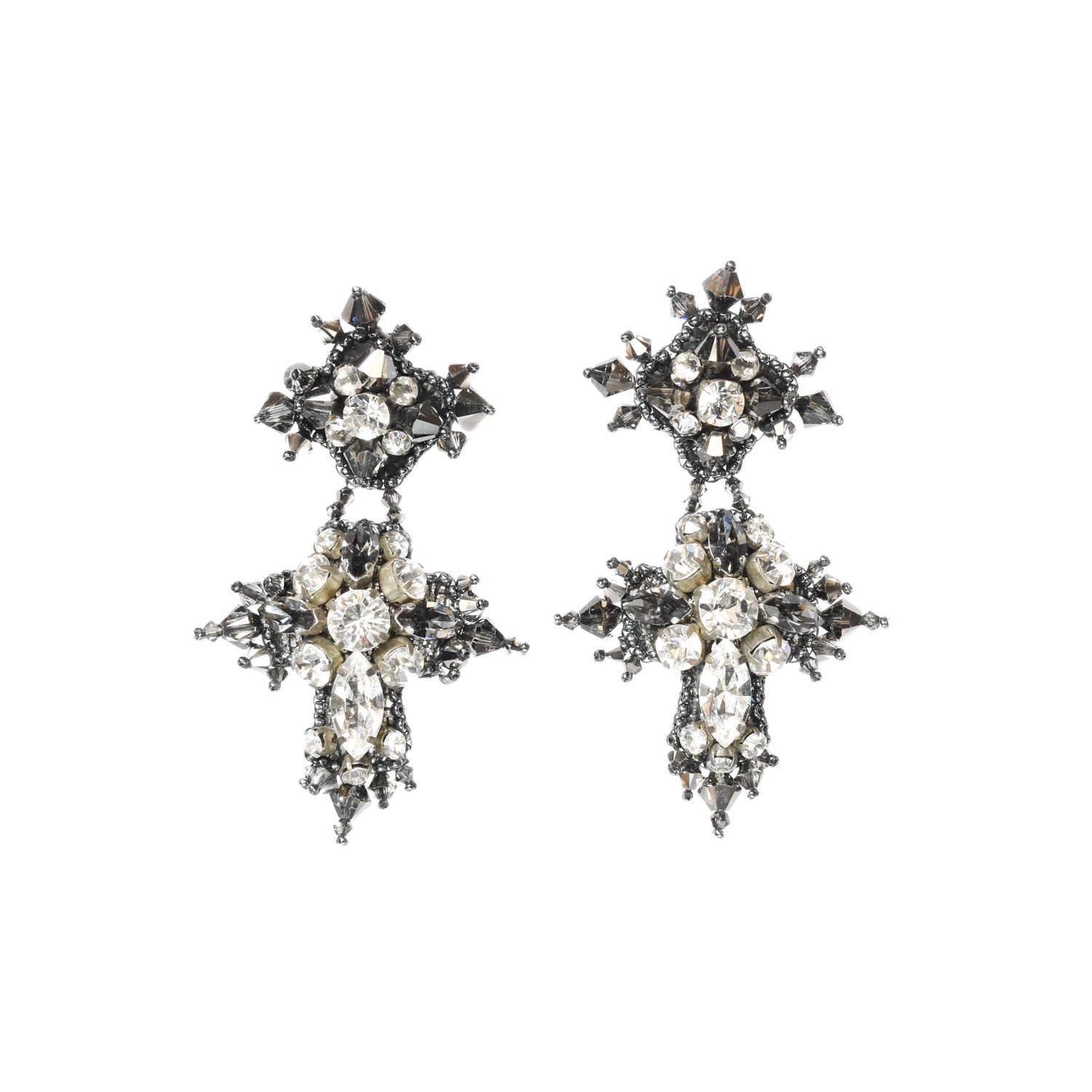 Women’s Black Angela Earrings Dark Silver ElevÃ©e Jewels