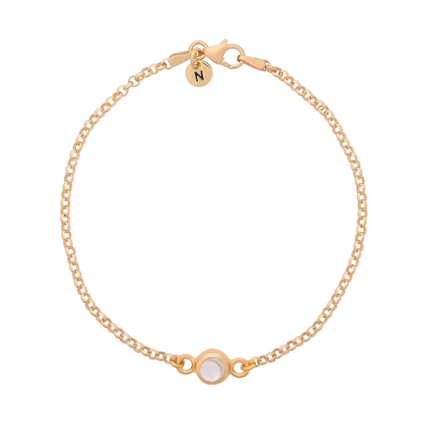 Nellou Jewellery Women's Neutrals Crystal Birthstone Gem Dot Bracelet Gold Plated Sterling Silver - April In Multi