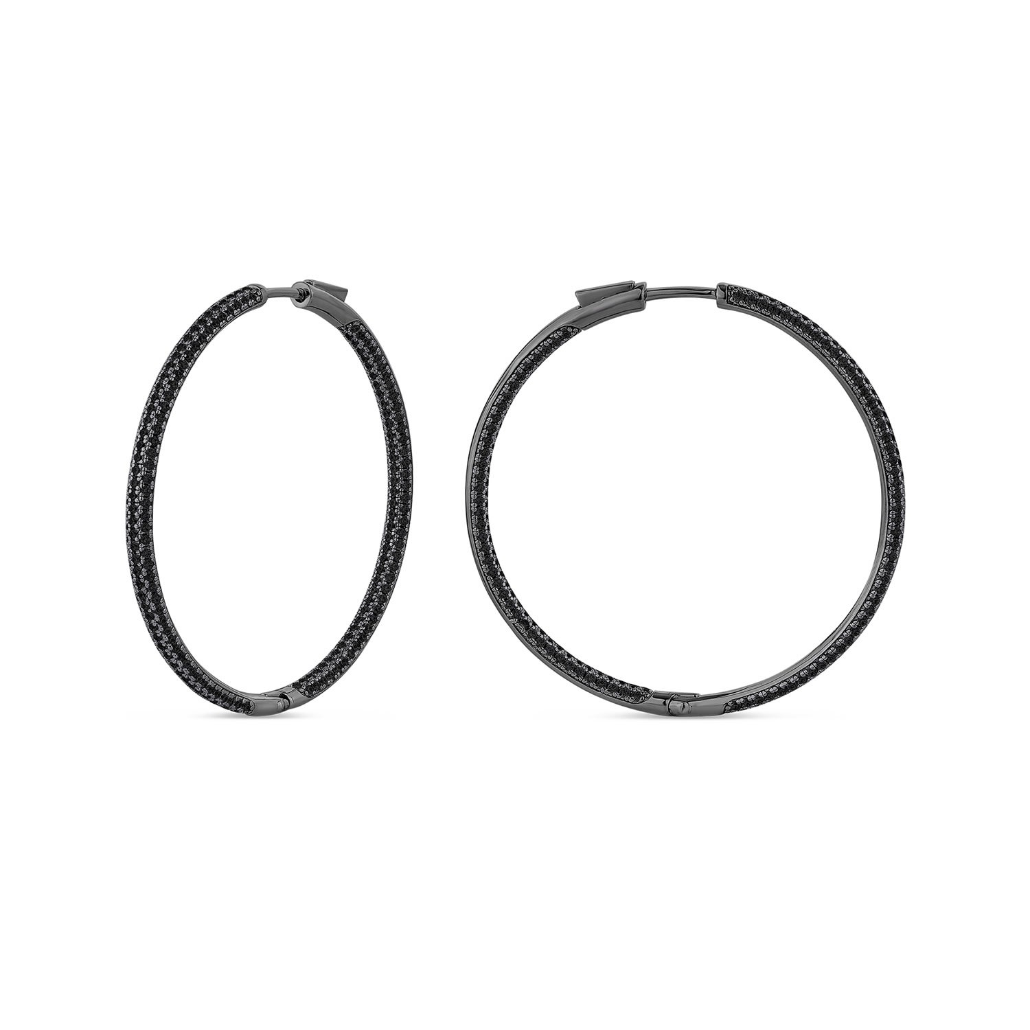 Sally Skoufis Women's Pursuit Pave Hoops With Man Made Cz Diamond Stimulant In Black Rhodium In Black