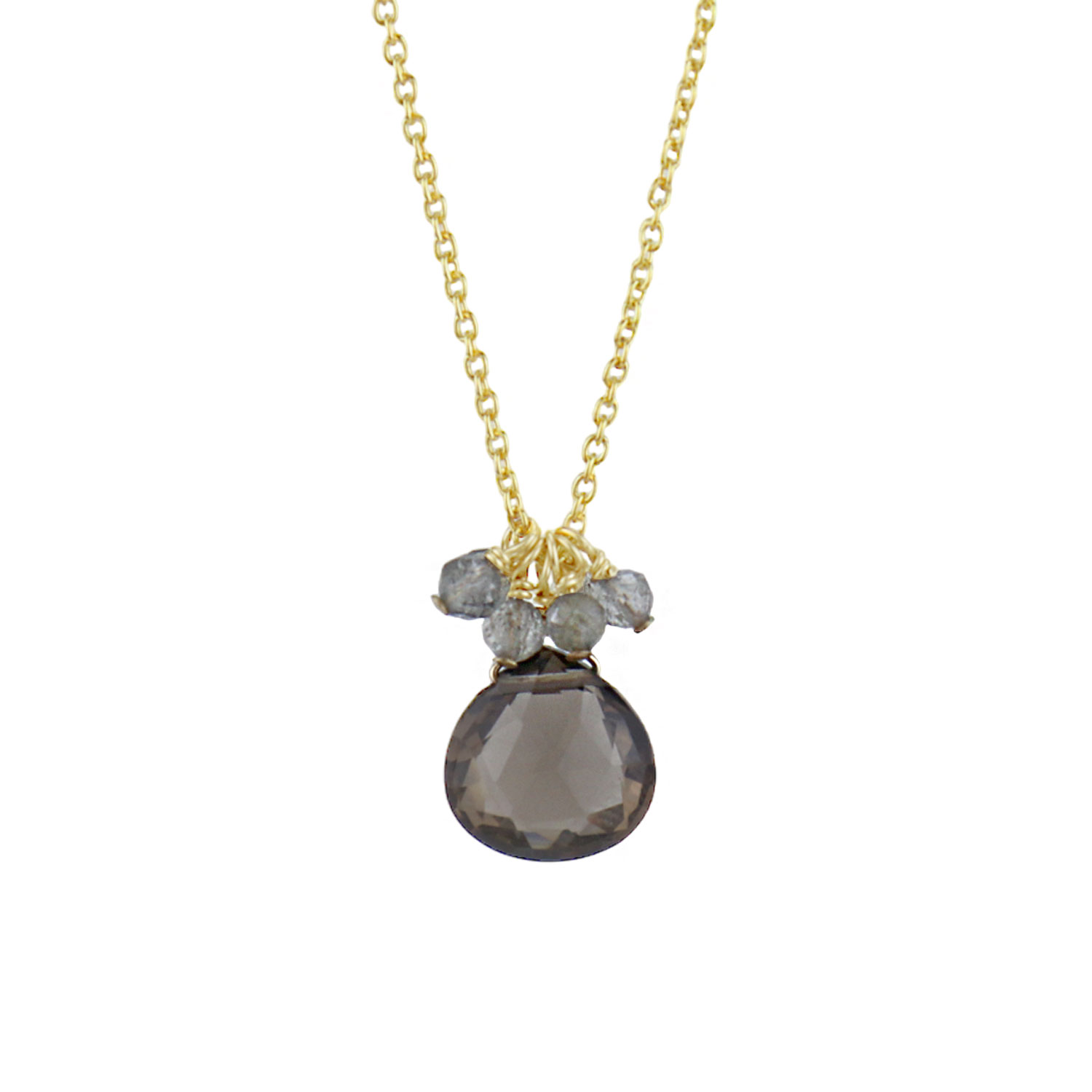 Women’s Brown Smokey Quartz Cluster Drop Pendant Mounir London