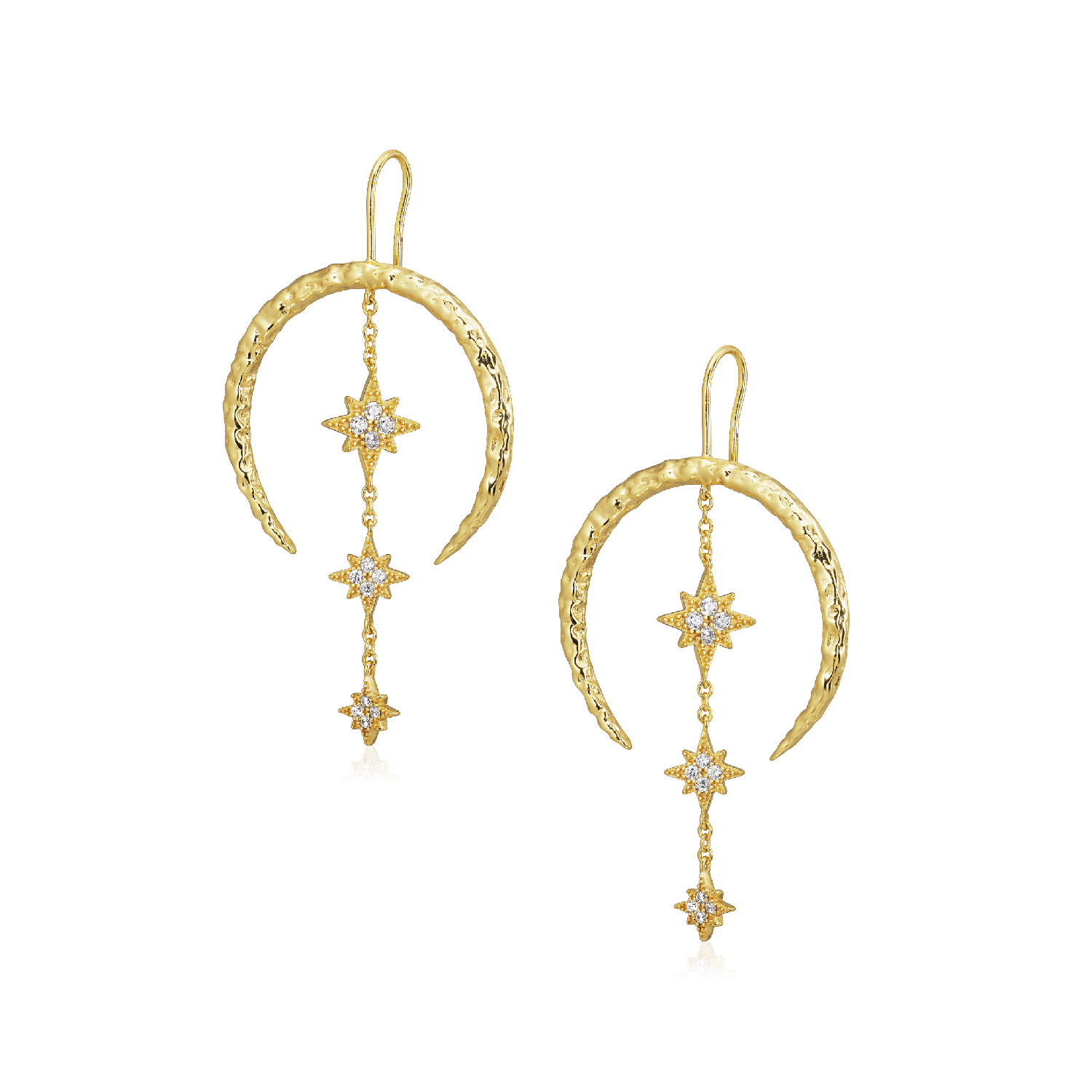 Alura Copenhagen Jewellery Women's Gold / White Venus Moon & Stars Earrings In Multi