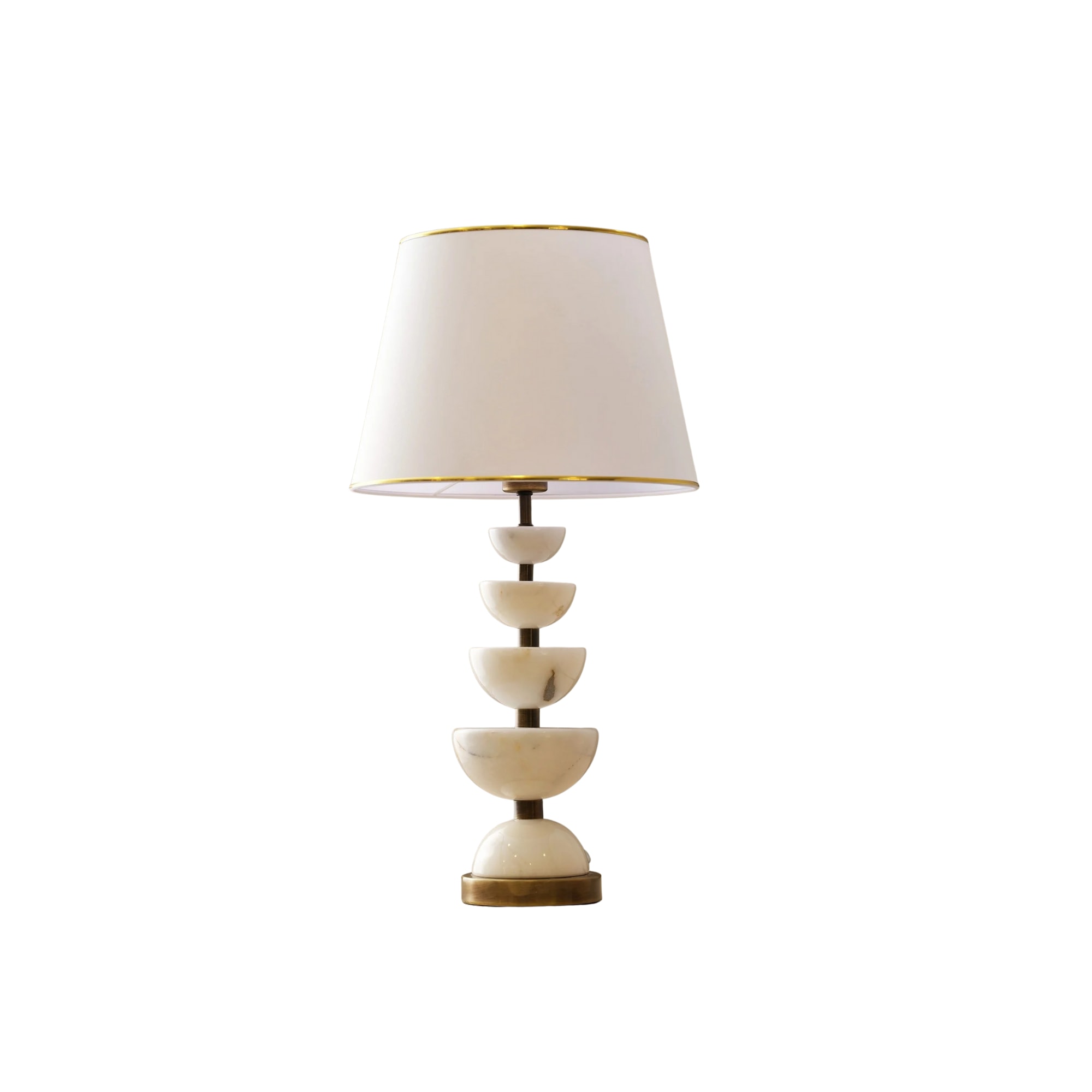 Marleth White Plaza Table Lamp – Modern Stacked Marble Accent Lamp