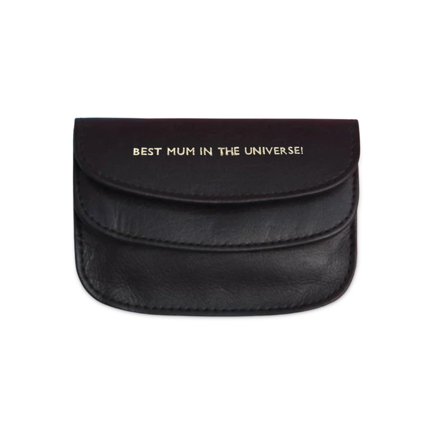 Vida Vida Women's Leather Scallop Purse - Best Mum In The Universe- Black In Black