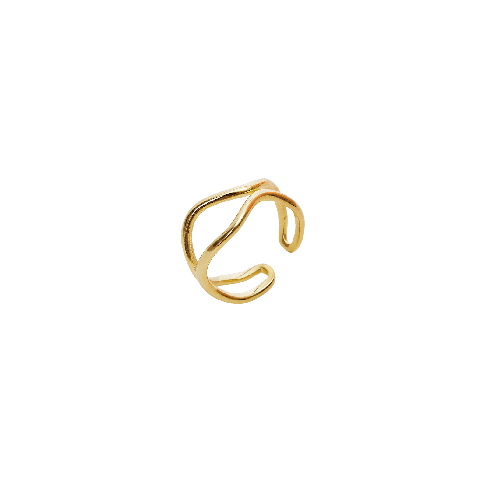 Spero London Women's Wavy Lines Sterling Silver Wave Ring - Gold In Gold