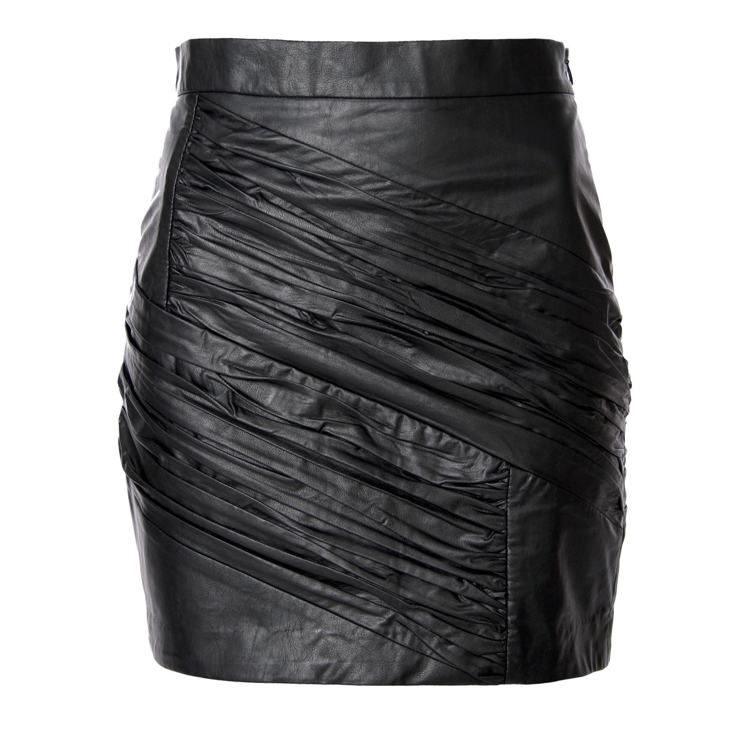 Aggi Women's Jolie Cynical Black Creased Vegan Leather Mini Skirt