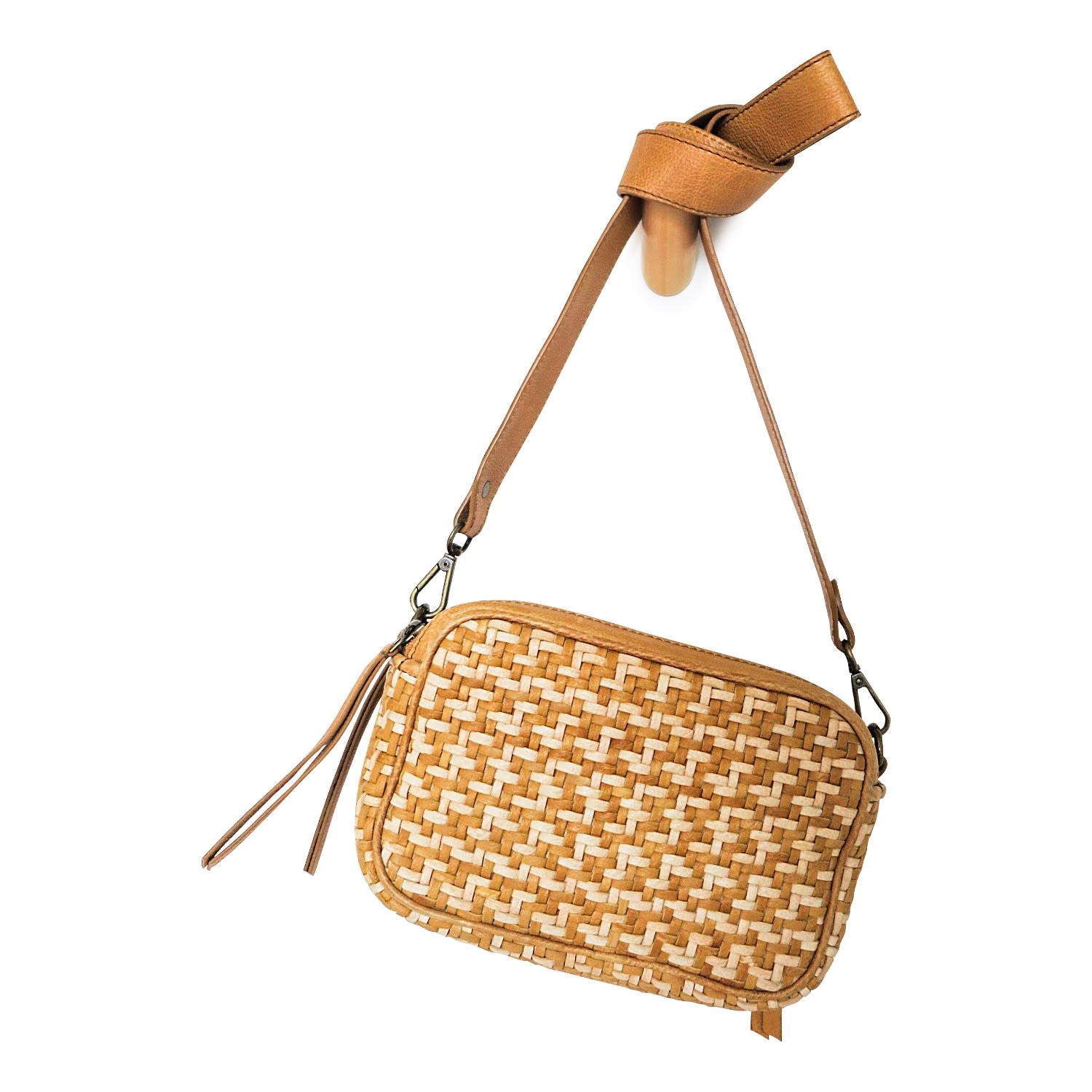 Women’s Brown / Yellow / Orange Bea Woven Leather Camera Crossbody Bag Woven Atelier Du Sac