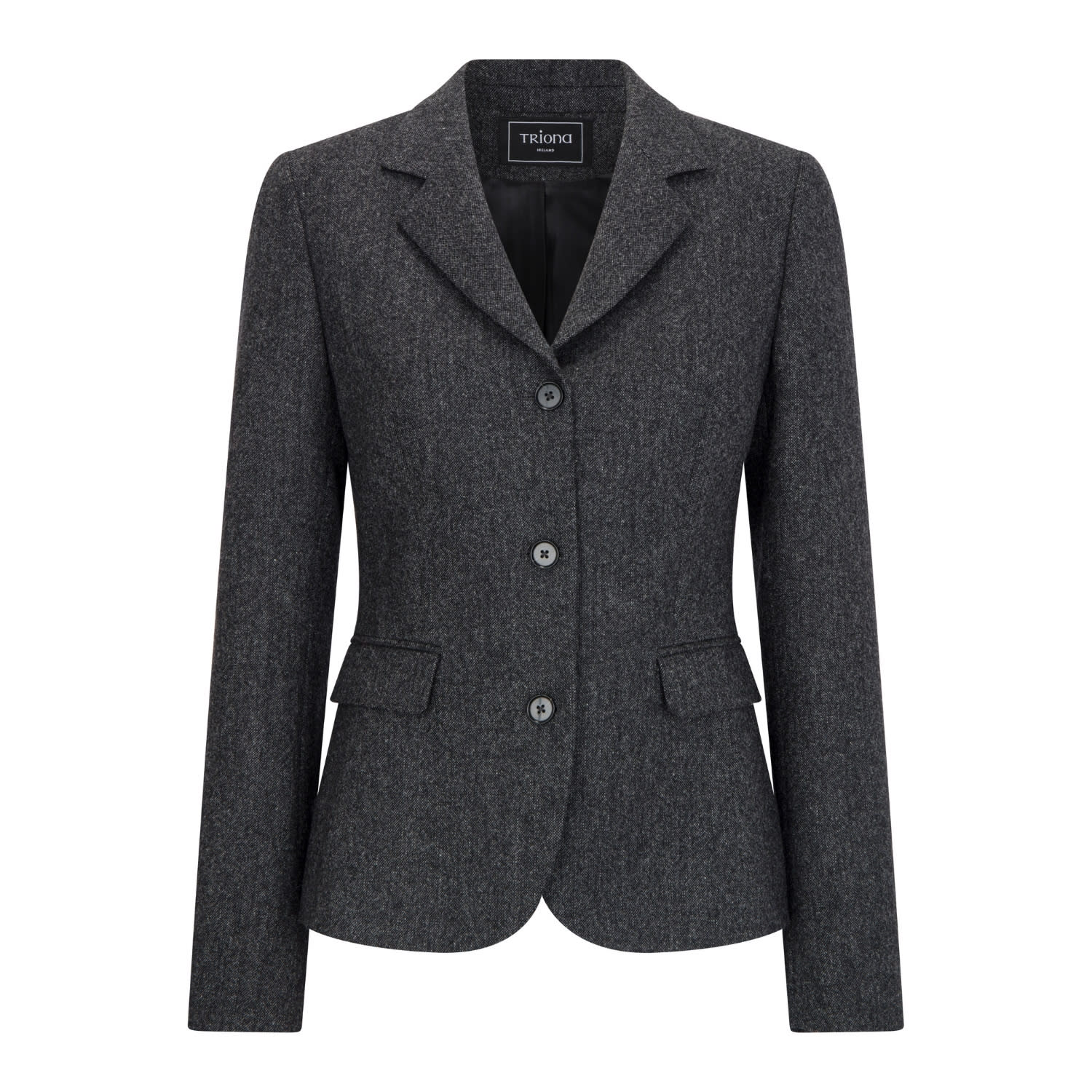 Triona Women's Grey / Black Charcoal Salt & Pepper Orla Double Vent Tweed Jacket In Gray