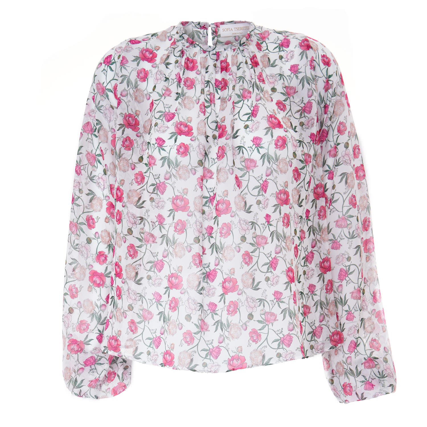 Sofia Tsereteli Blouse In Georgette Peony Print