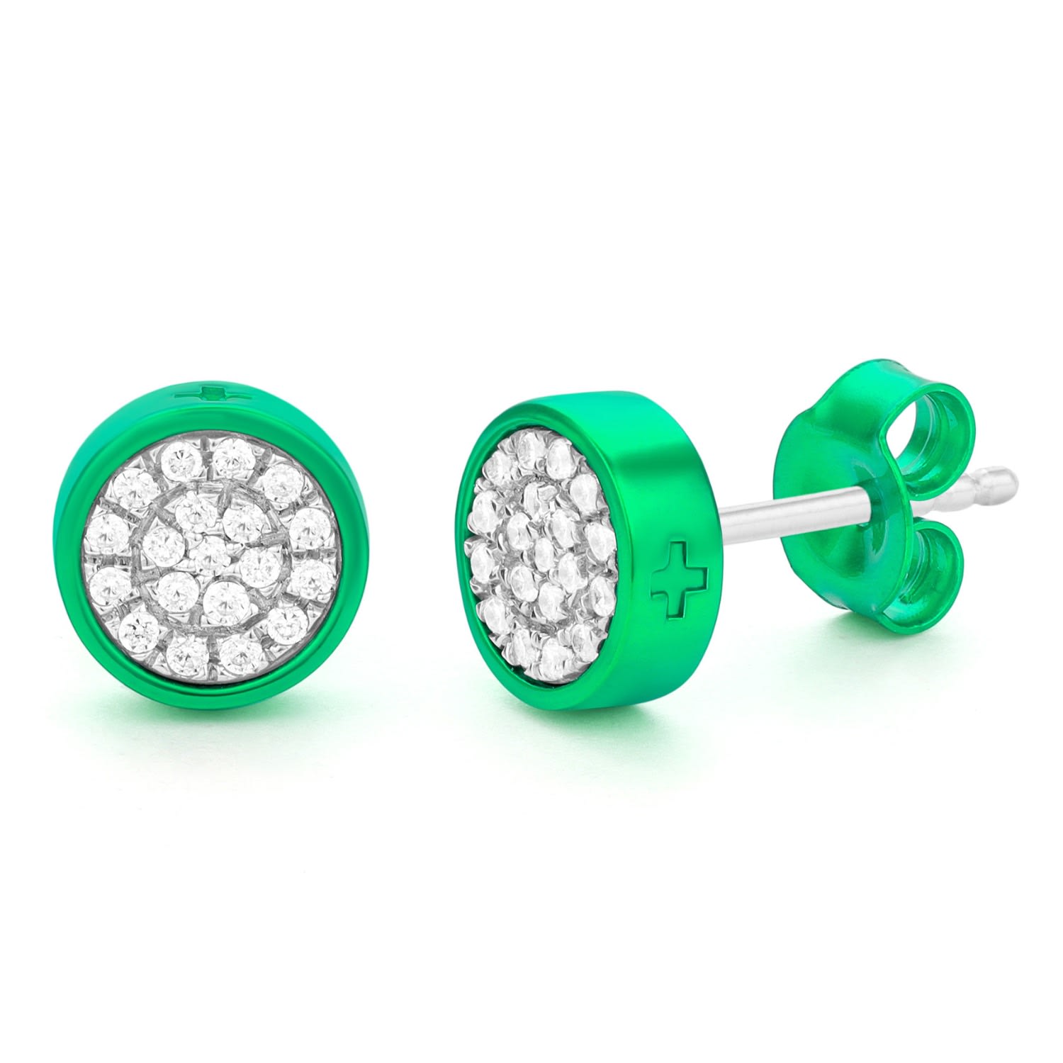 Women’s Two-Tone Circle Earrings In Green - S All Incl.+