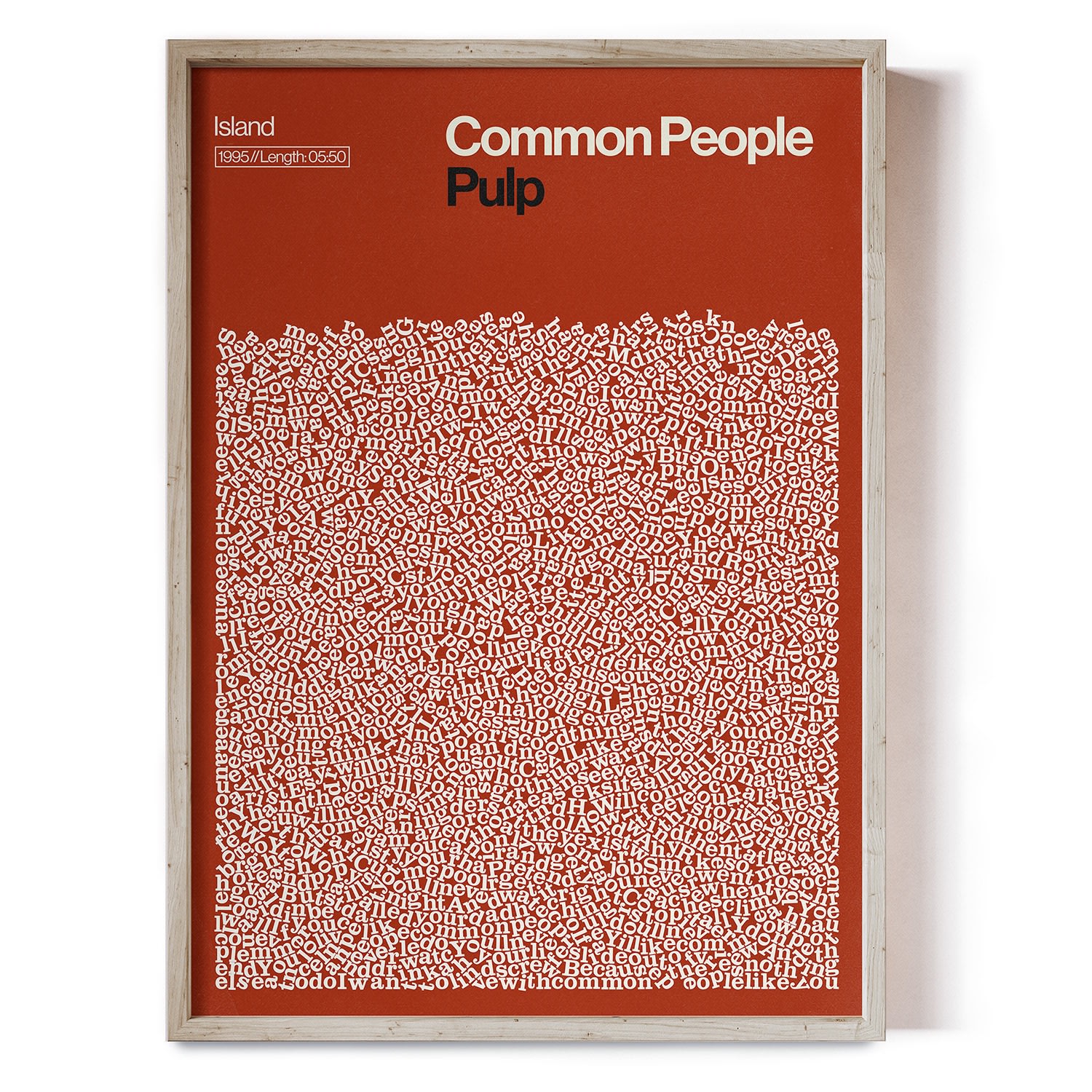 Common People - Song Lyric Print A1 594 X 841Mm Reign & Hail