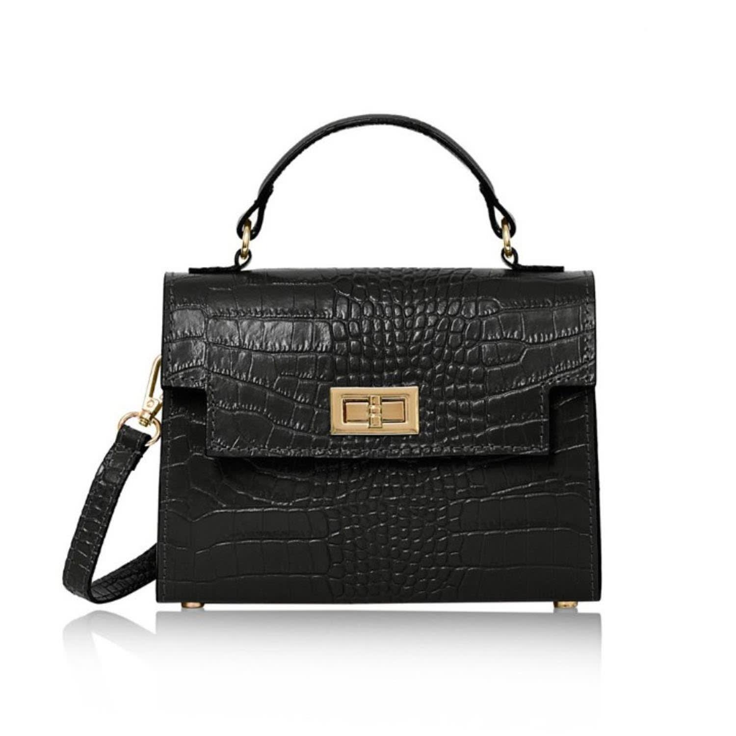 Betsy & Floss Women's Ardea Croc Top Handle Handbag In Black In Black