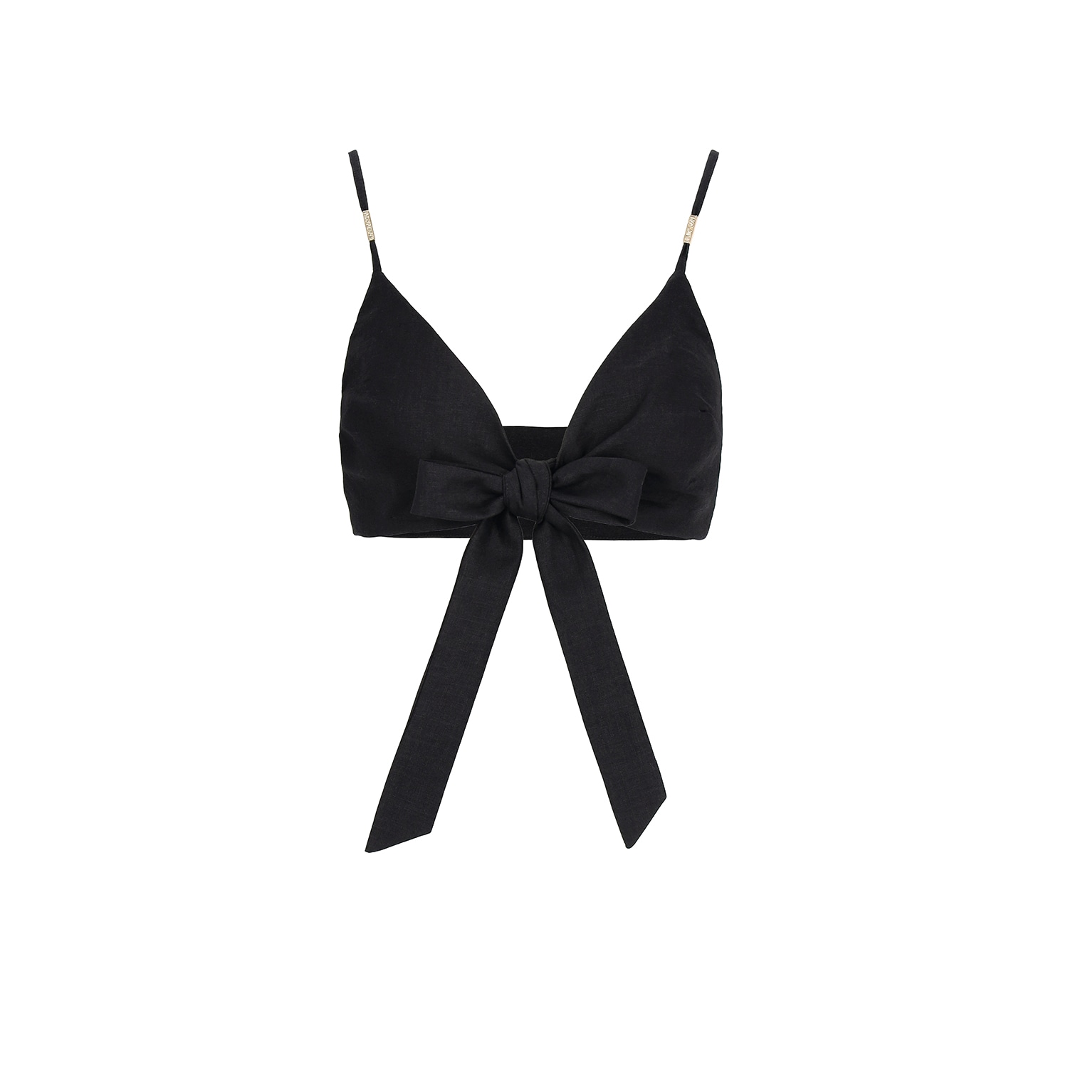 Mandragora Women's Capri Black Linen Tie-front Top In Black