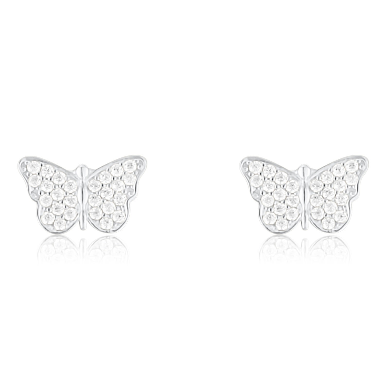 Women’s Pave Butterfly Studs - Silver Shymi