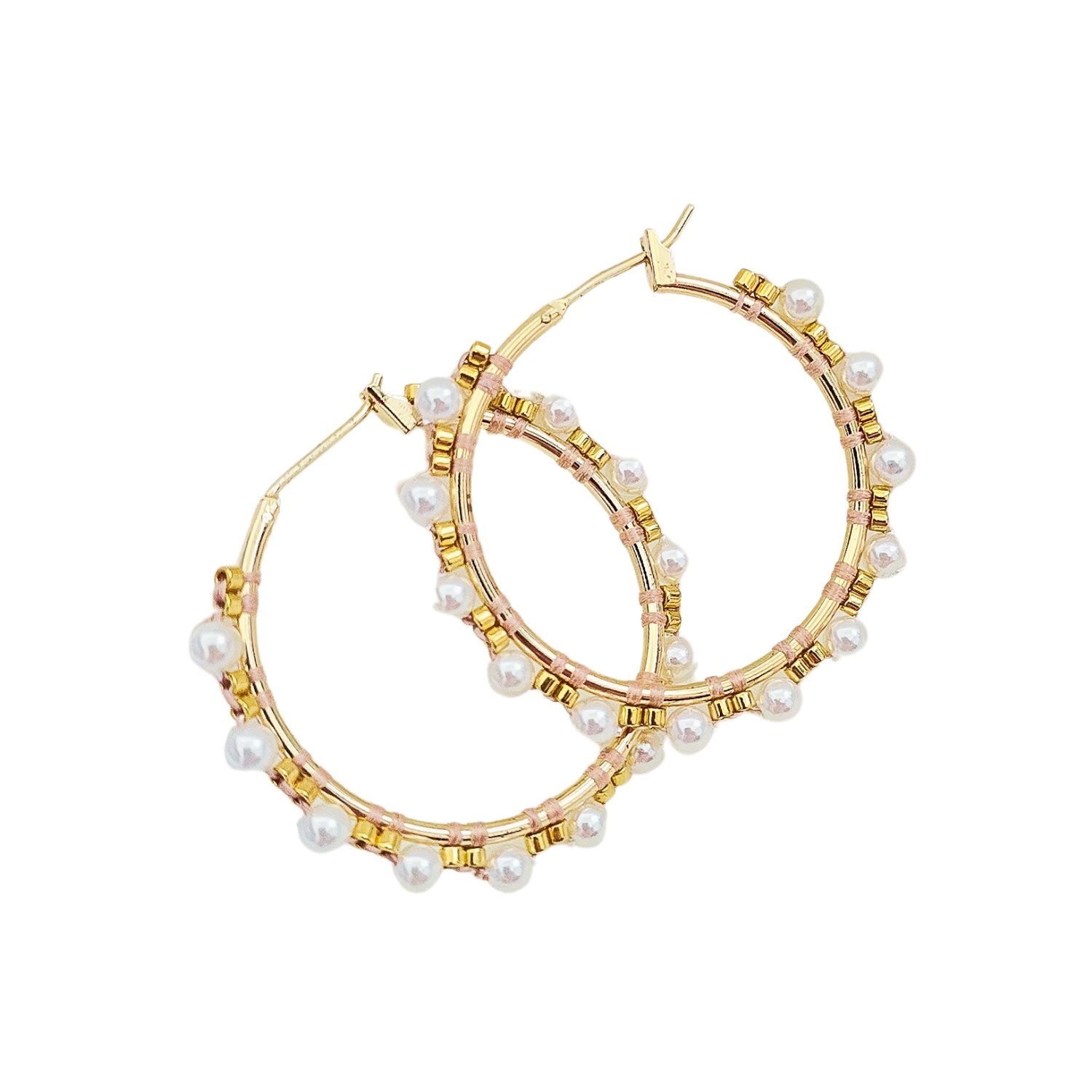 Jeannierichard Women's White / Gold Evéil Bloom Pearl Midi Hoops By