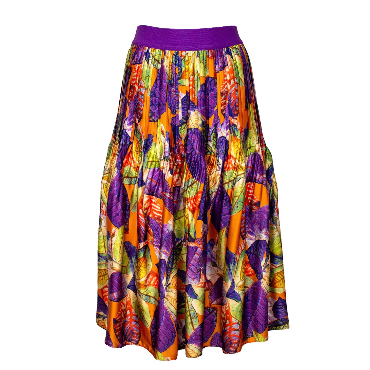 Women’s Recycled Polyester Printed Satin Midi Pleated Skirt Large Lalipop Design