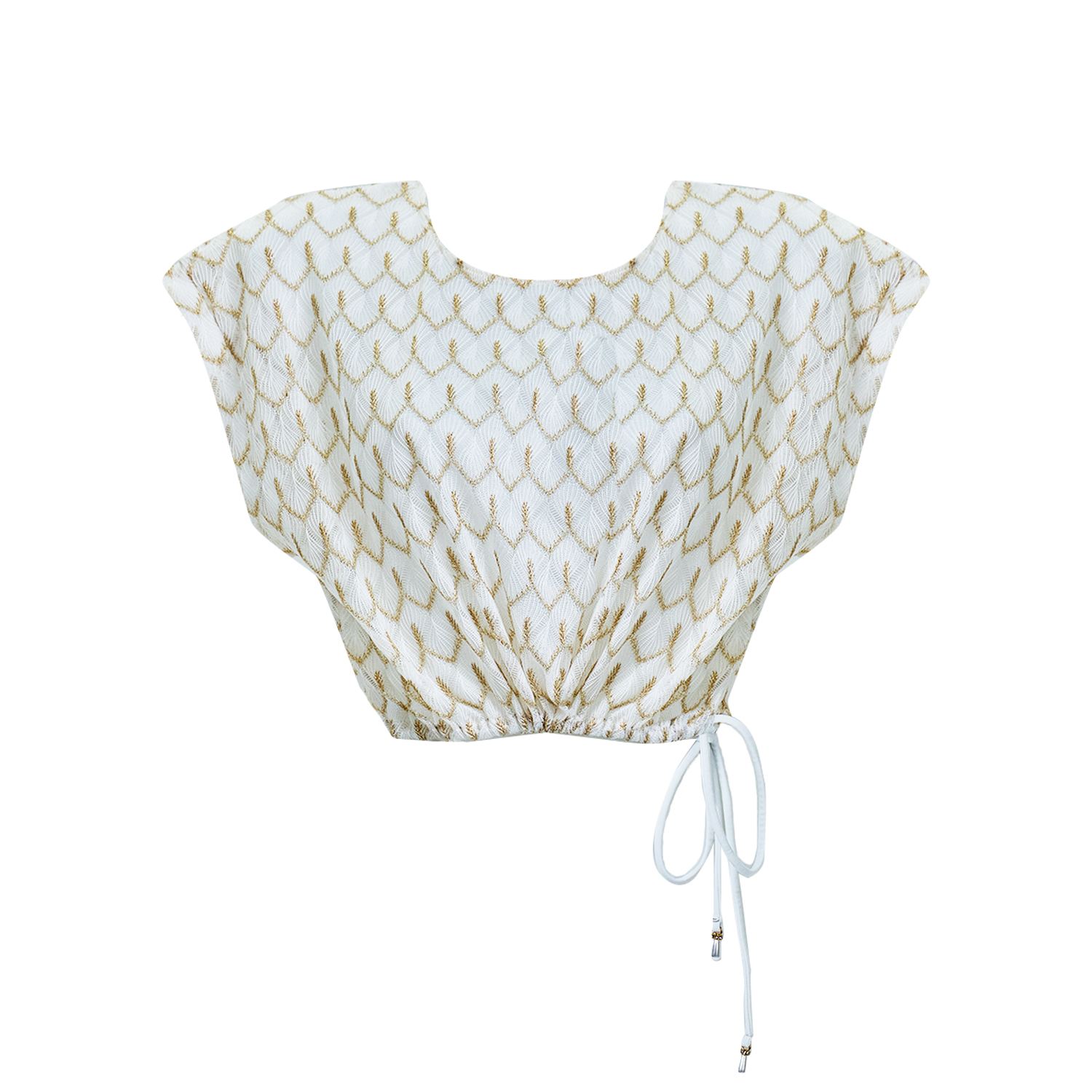 Women's White The Pearl & Shell - Daylight - Transparent Side-Tie Beach Top | Small | Aulala Paris