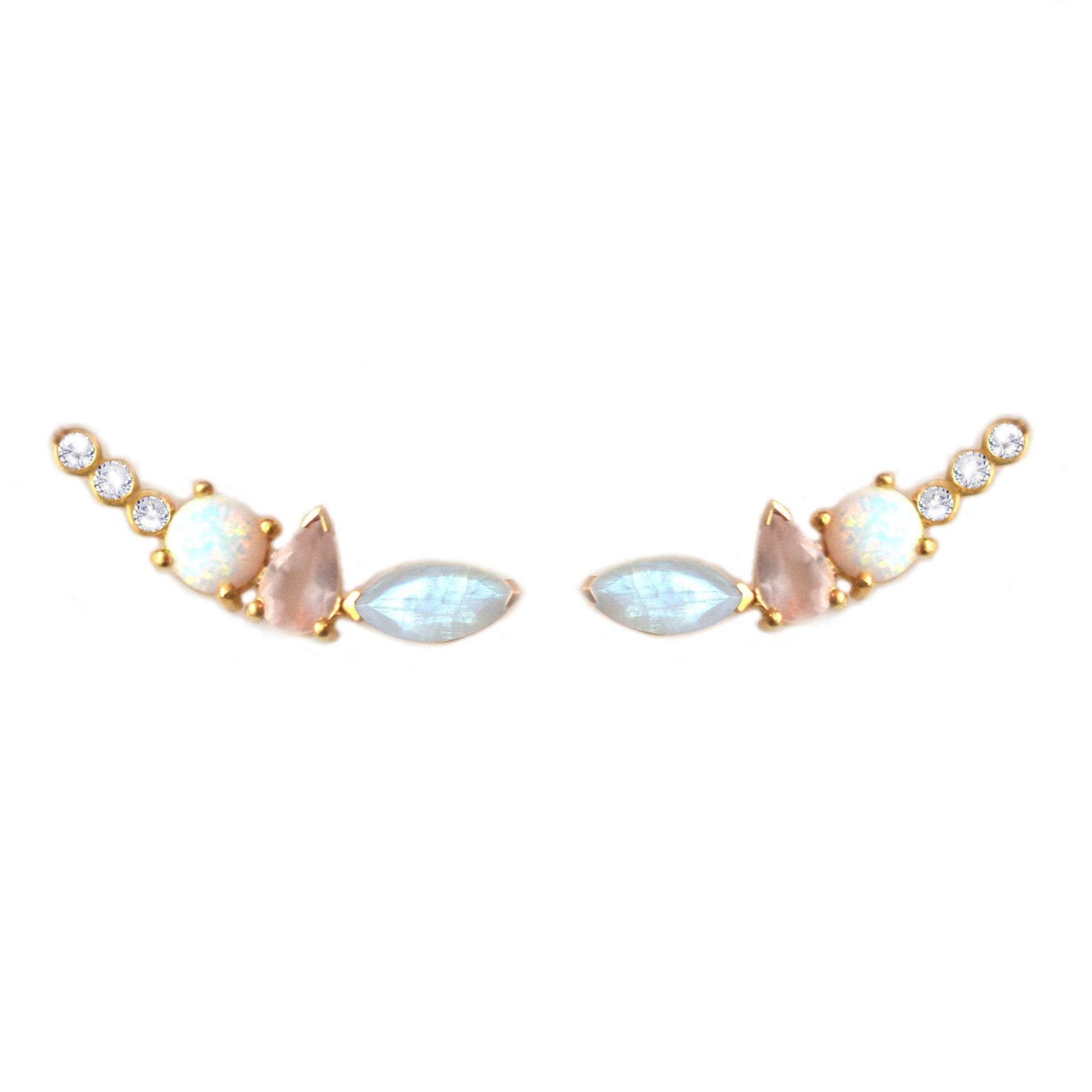 Women’s Gold Rainbow Moonstone & Opal Wing Climbers La Kaiser