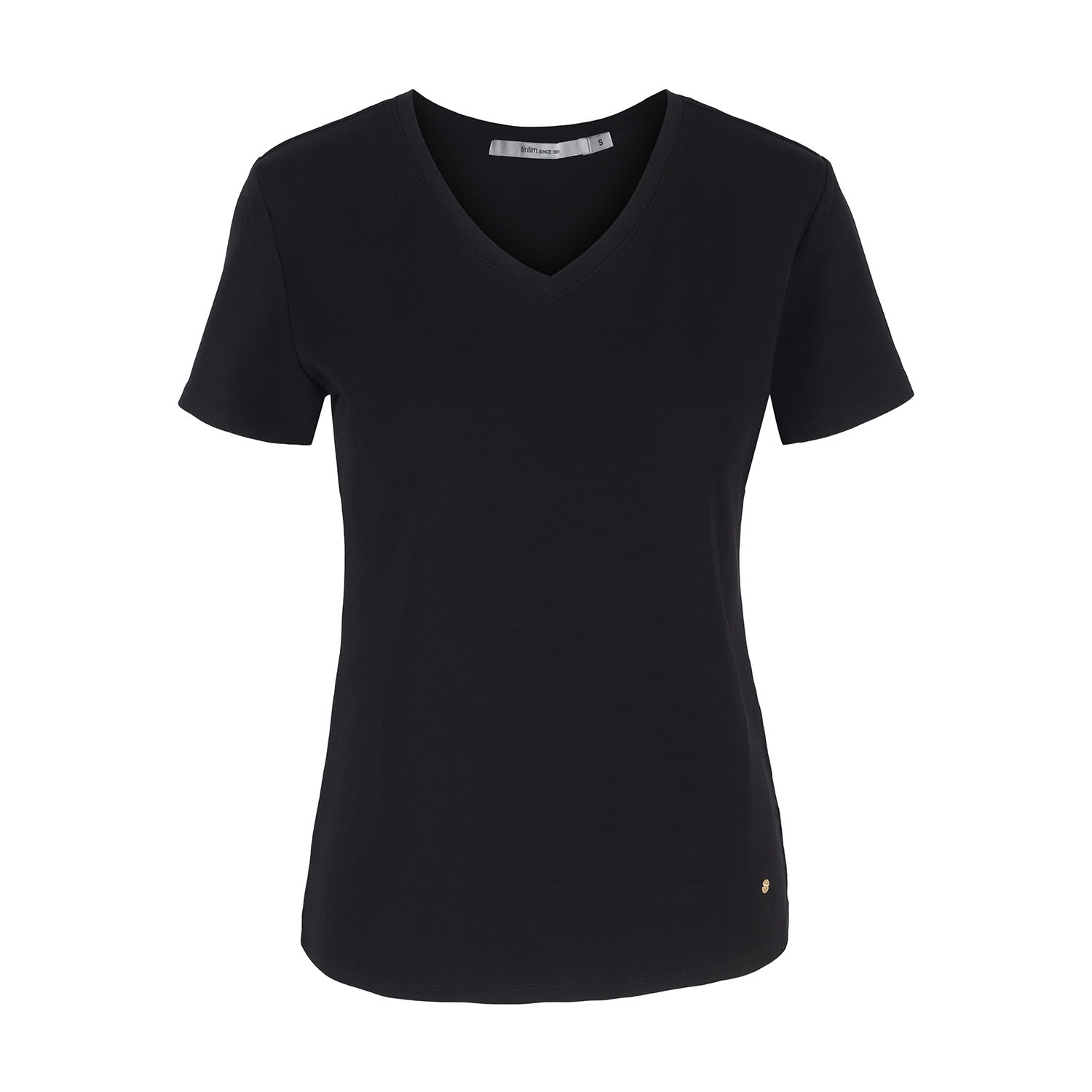 Tirillm Women's Star V-neck T-shirt - Black In Black