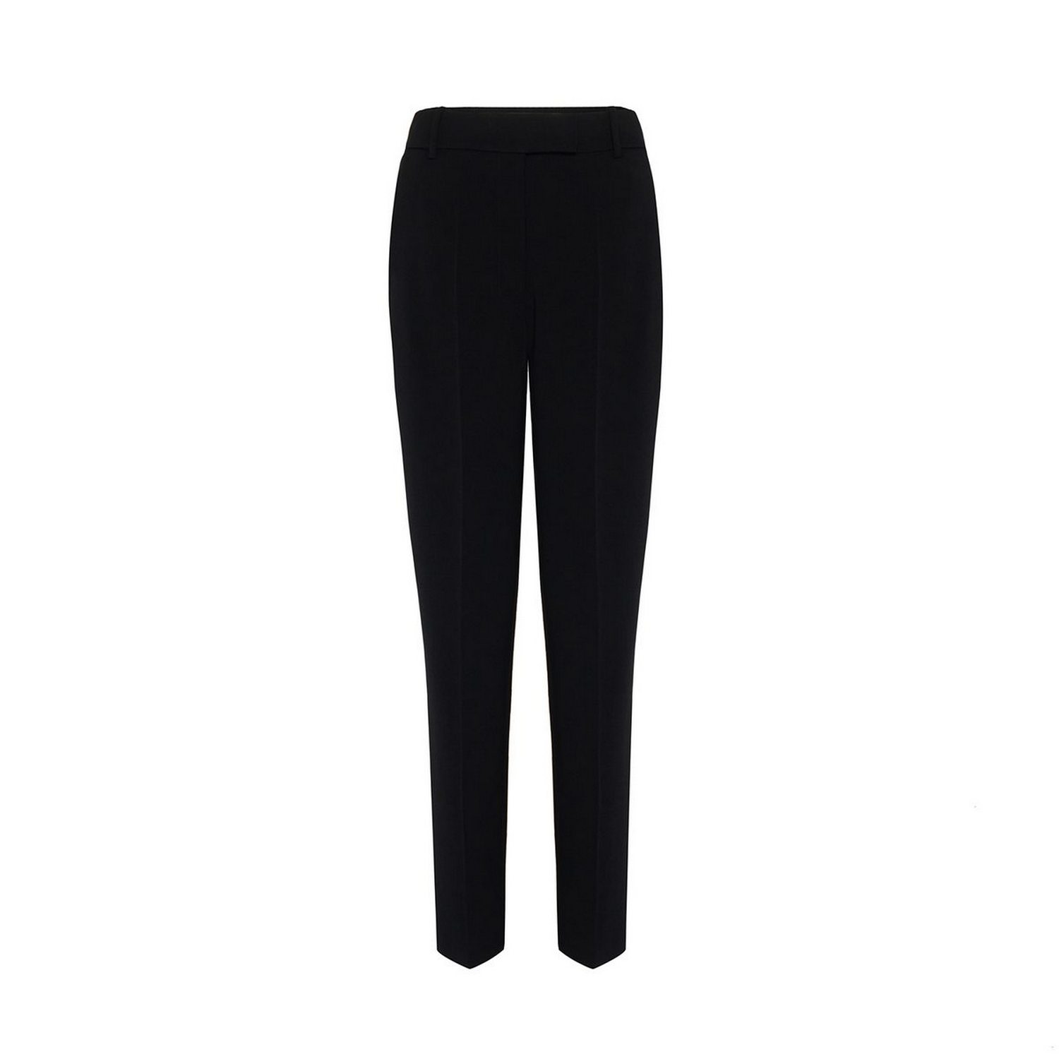 Rue Les Createurs Women's Crepe Textured Wide Leg Black Trousers In Black