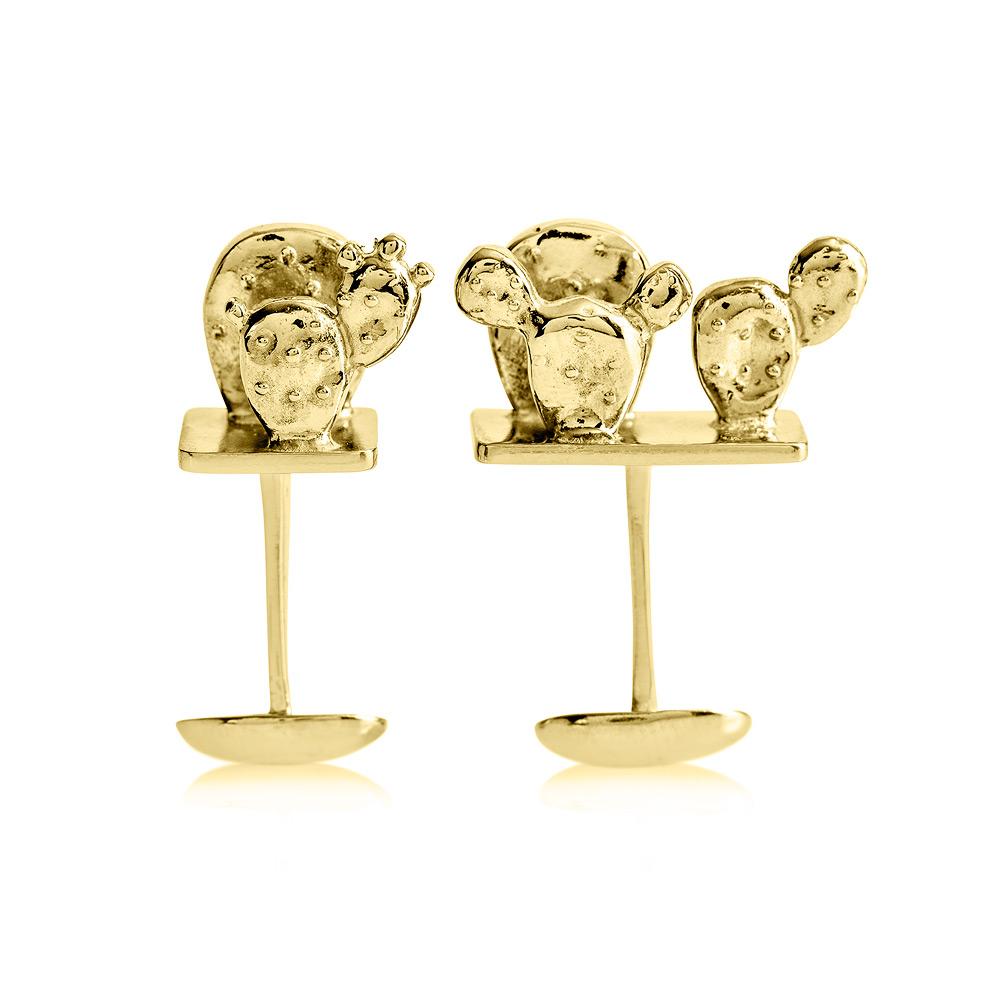Sophie Simone Designs Men's Gold Cufflinks Cactus