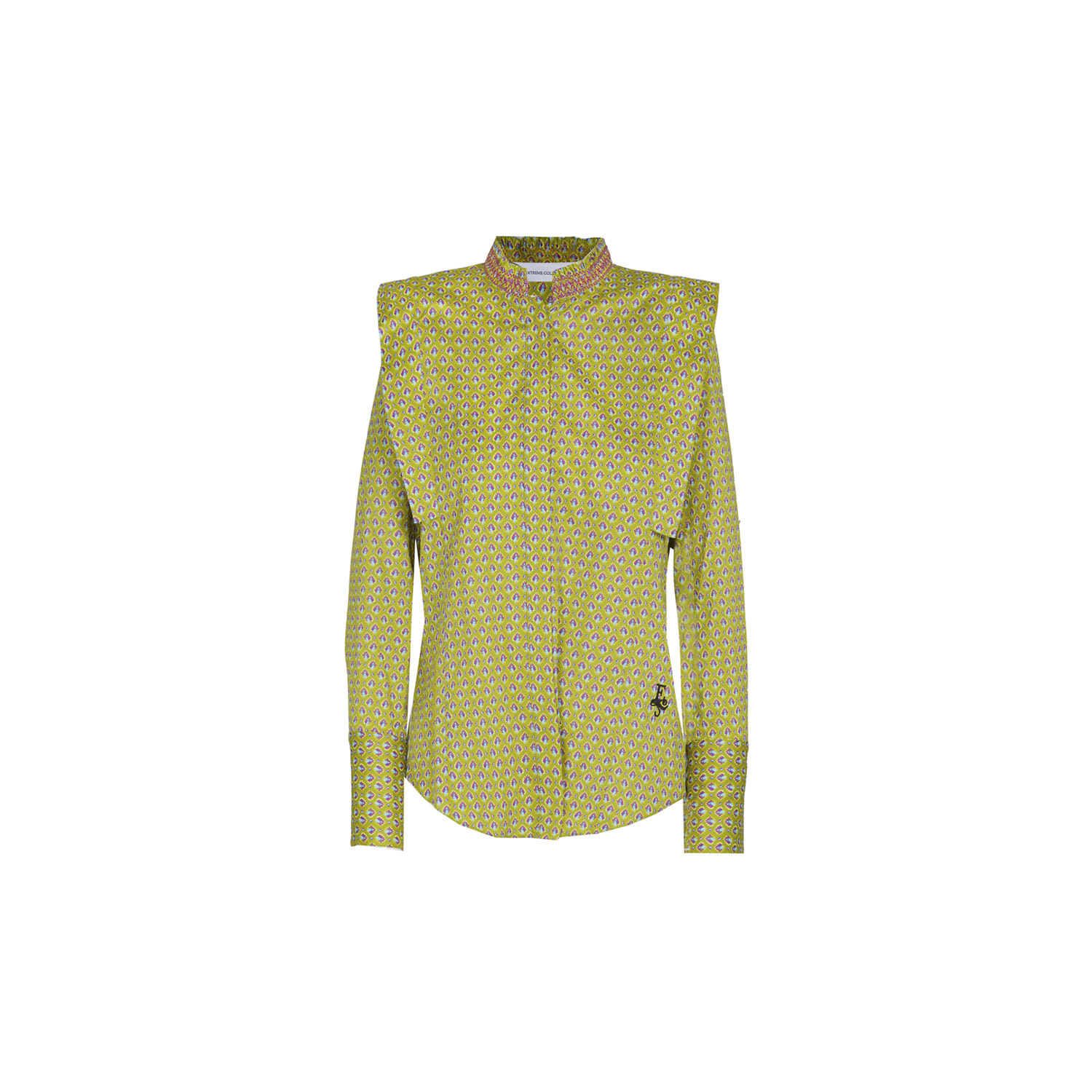 The Extreme Collection Women's Green Organic Cotton Pleated Bee Print Shirt In Green