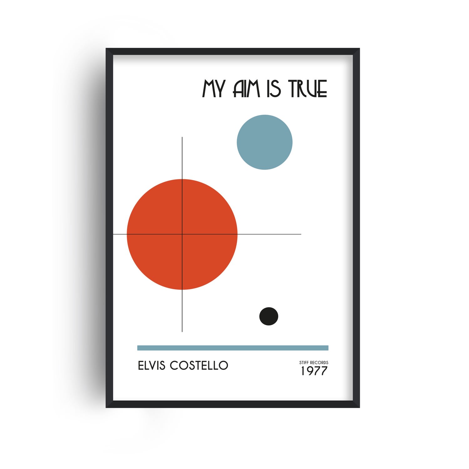 Black / Blue / Red My Aim Is True Elvis Costello Inspired Abstract Giclée Art Print A2 Fanclub