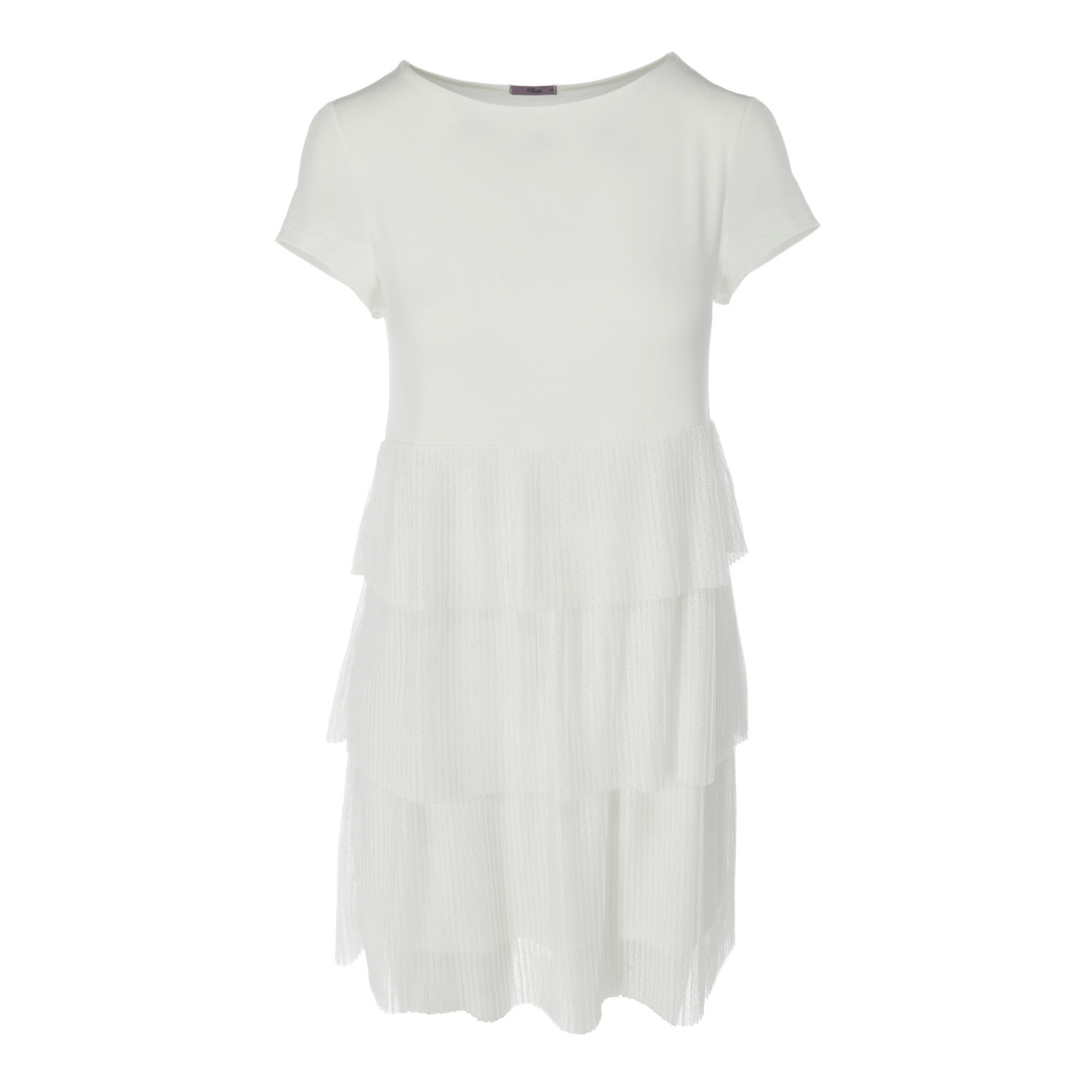 Women's White Short Frill Dress With Translucent Pleats | Extra Large | Oh!Zuza Night&Day