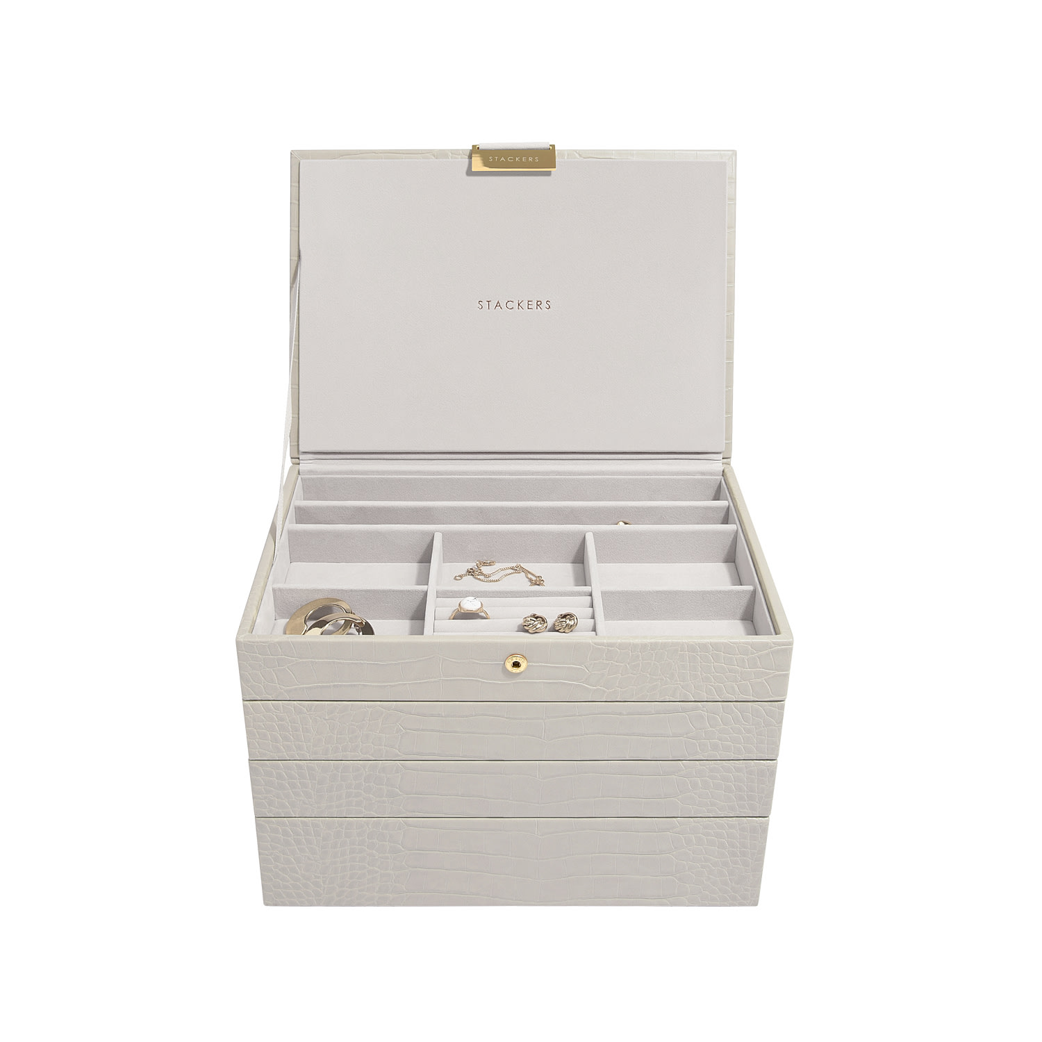 Stackers Women's Green  Putty Croc Classic Jewelry Box Set Of Four