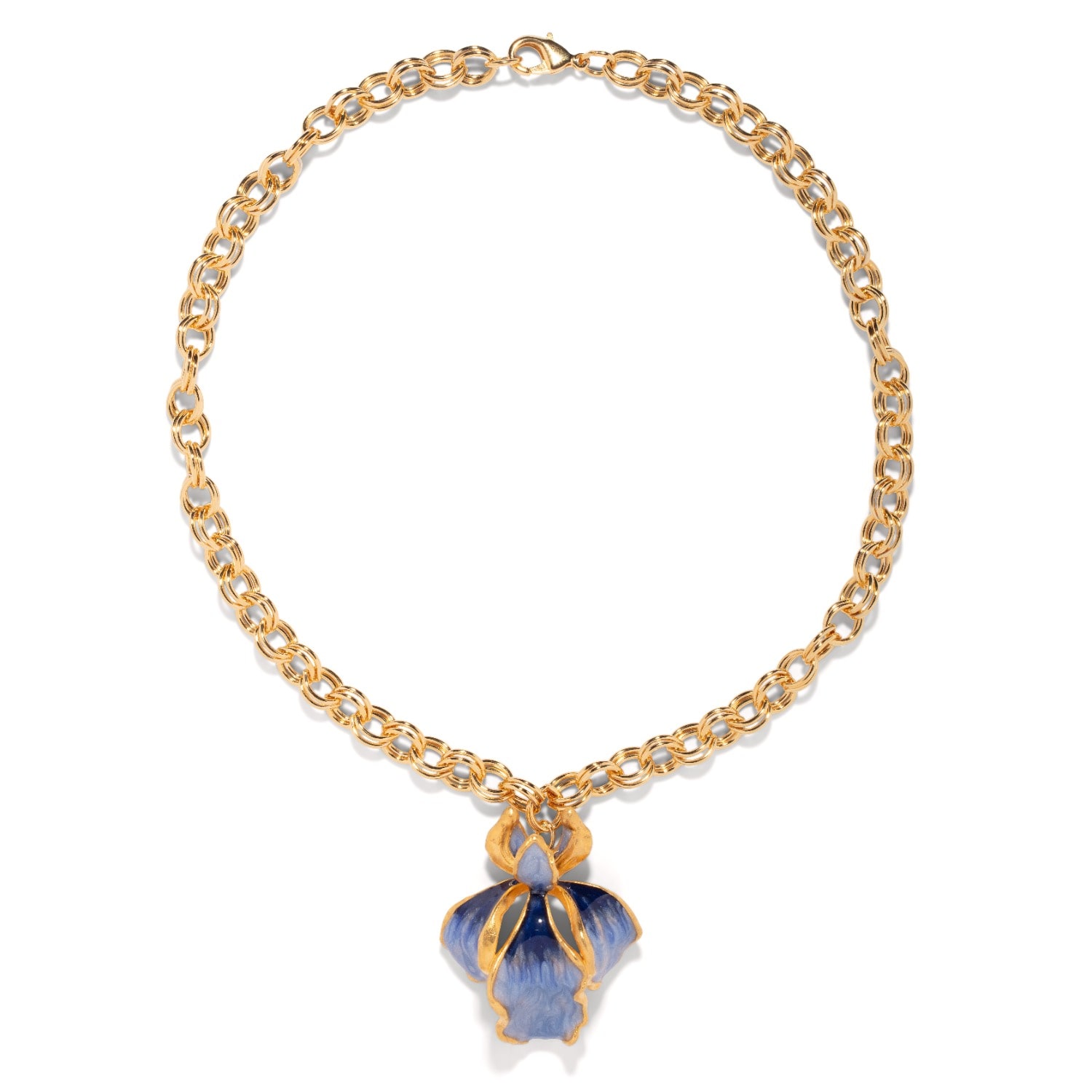The Pink Reef Women's  Single Sculpted Iris Necklace In Blue Pearl