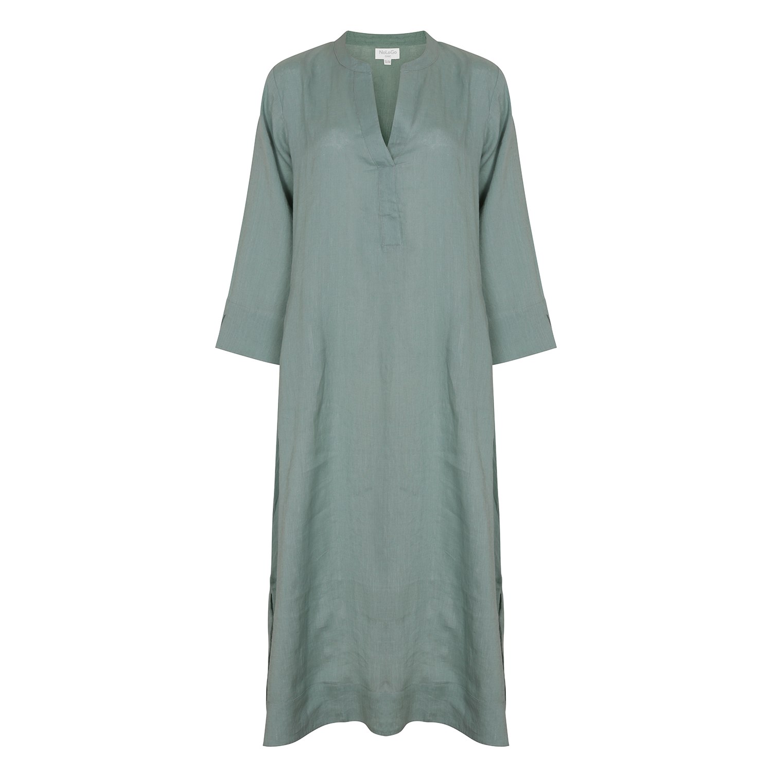 Nologo-chic Women's Plain Dyed Kaftan Linen - Sage Green