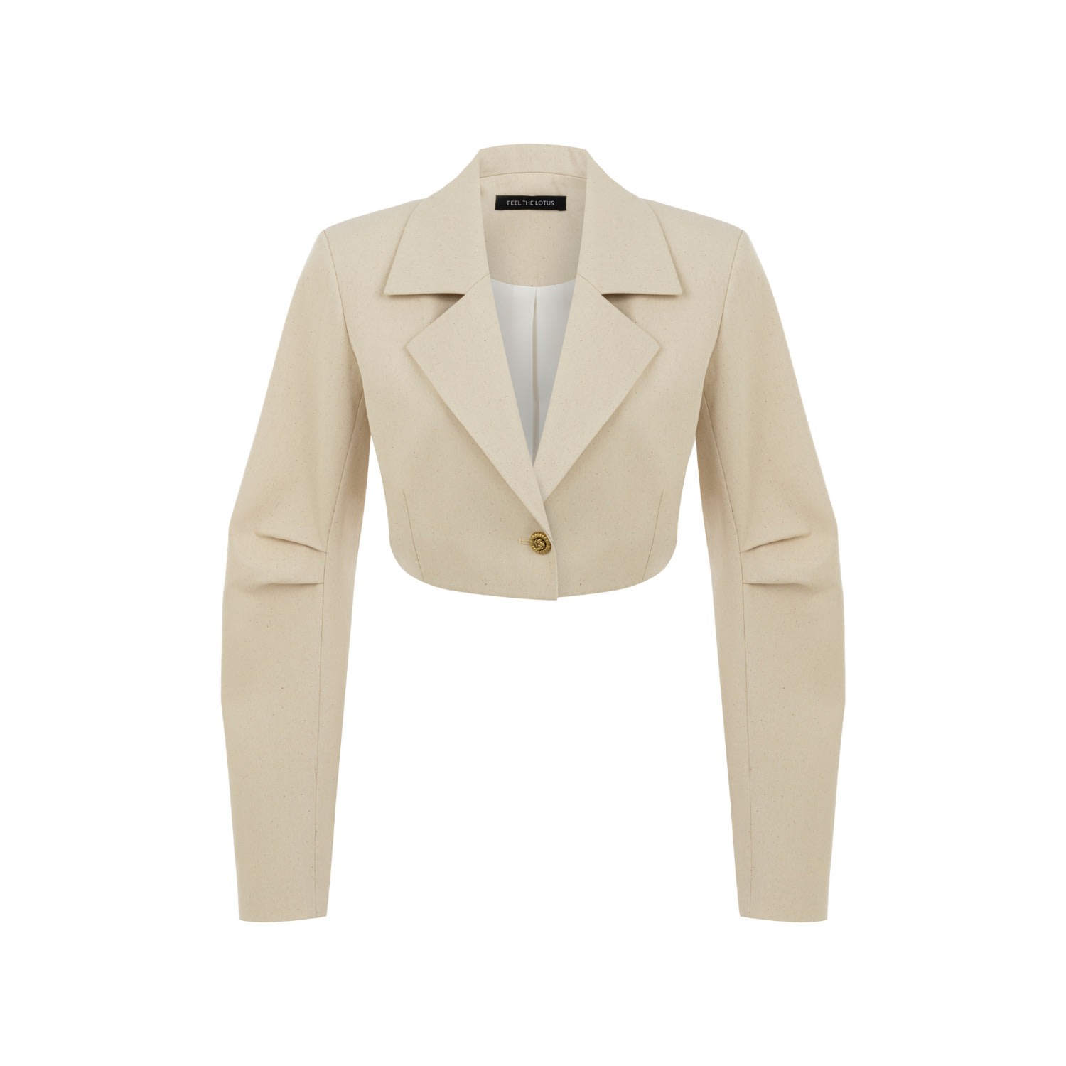 Feel The Lotus Women's Cara Beige Crop Jacket In Beige