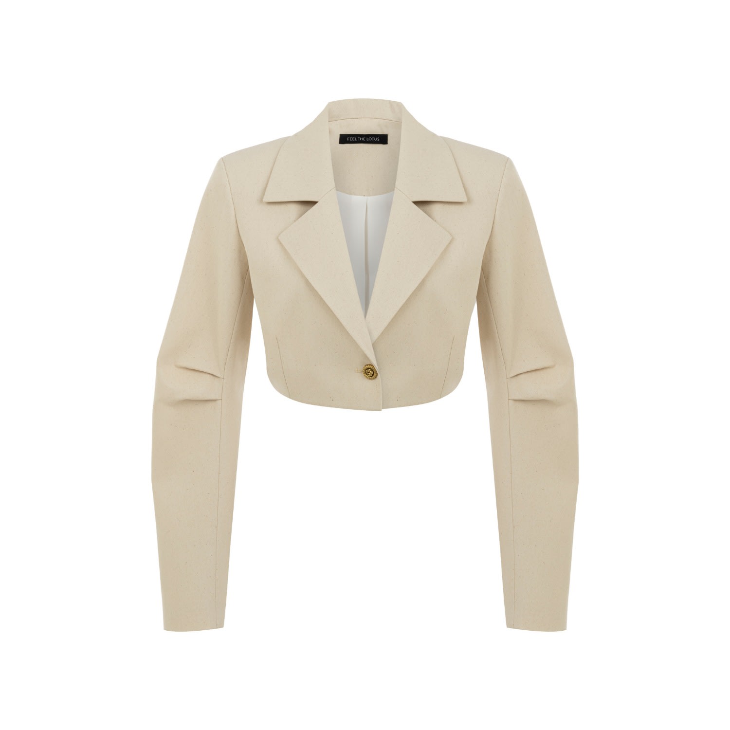 Women’s Cara Beige Crop Jacket Medium Feel the Lotus