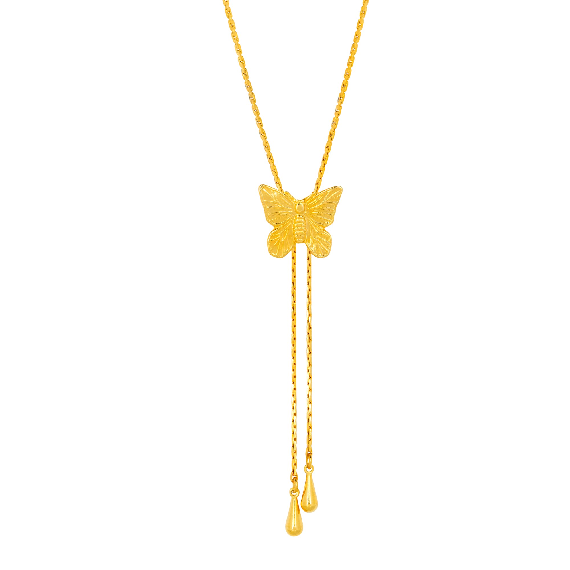 Gold Trip Women's Gold Vintage Butterfly Lariat Necklace In Gold