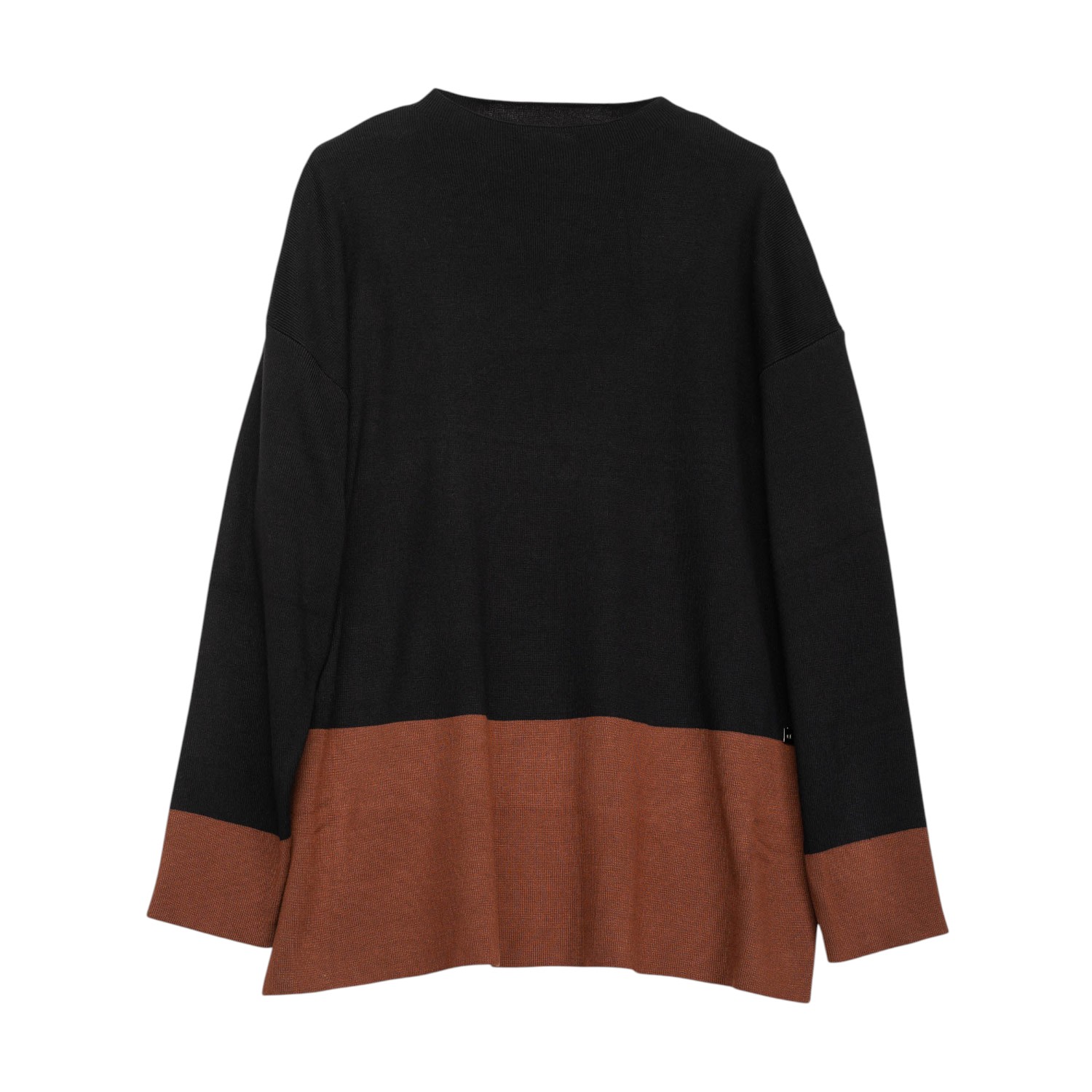 Niza Women's Orange Loose Fitting Turtleneck Sweater In Black