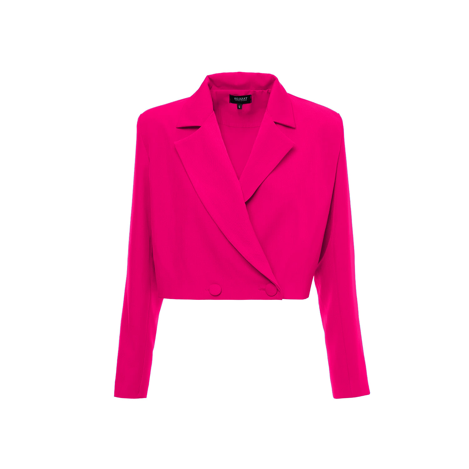 Bluzat Women's Pink / Purple Fuchsia Double Breasted Cropped Blazer In Pink/purple