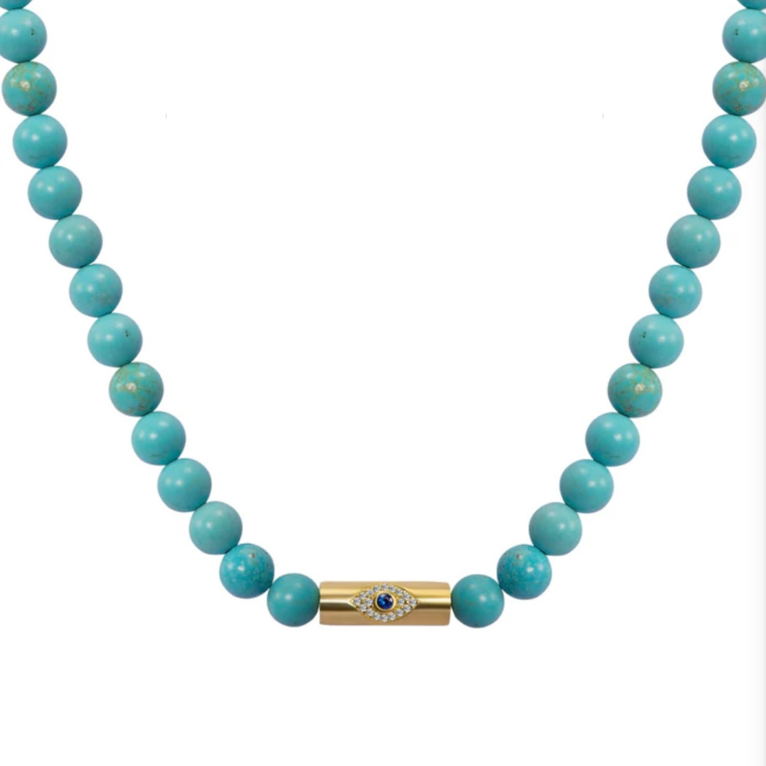 Women’s Turquoise Beaded Gold Rod Eye Necklace Selen Jewels