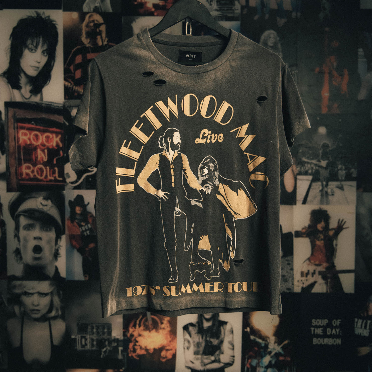 Fleetwood Mac 1978 Summer Tour Vintage Band T Shirt Heavy Relic Black Other Wolf Badger