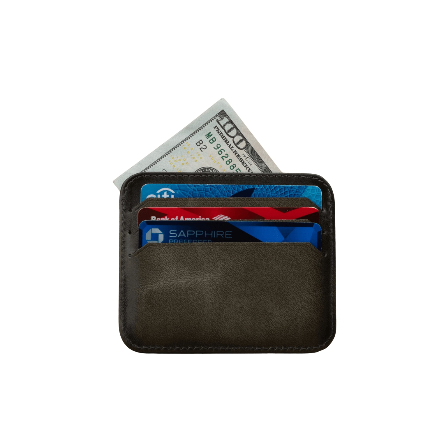 Leathere Women's Fine Leather Card Holder - Grey - Bellevue In Gray