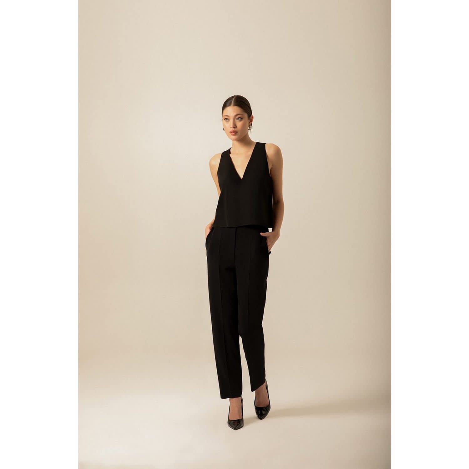 High-Waisted Wide Black Trousers, Rue Les Createurs