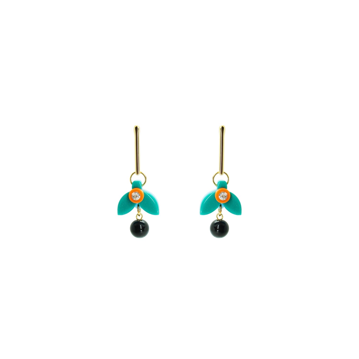 Gissa Bicalho Women's Yellow / Orange Acrylic Handmade Earring Stem Petunia Orange