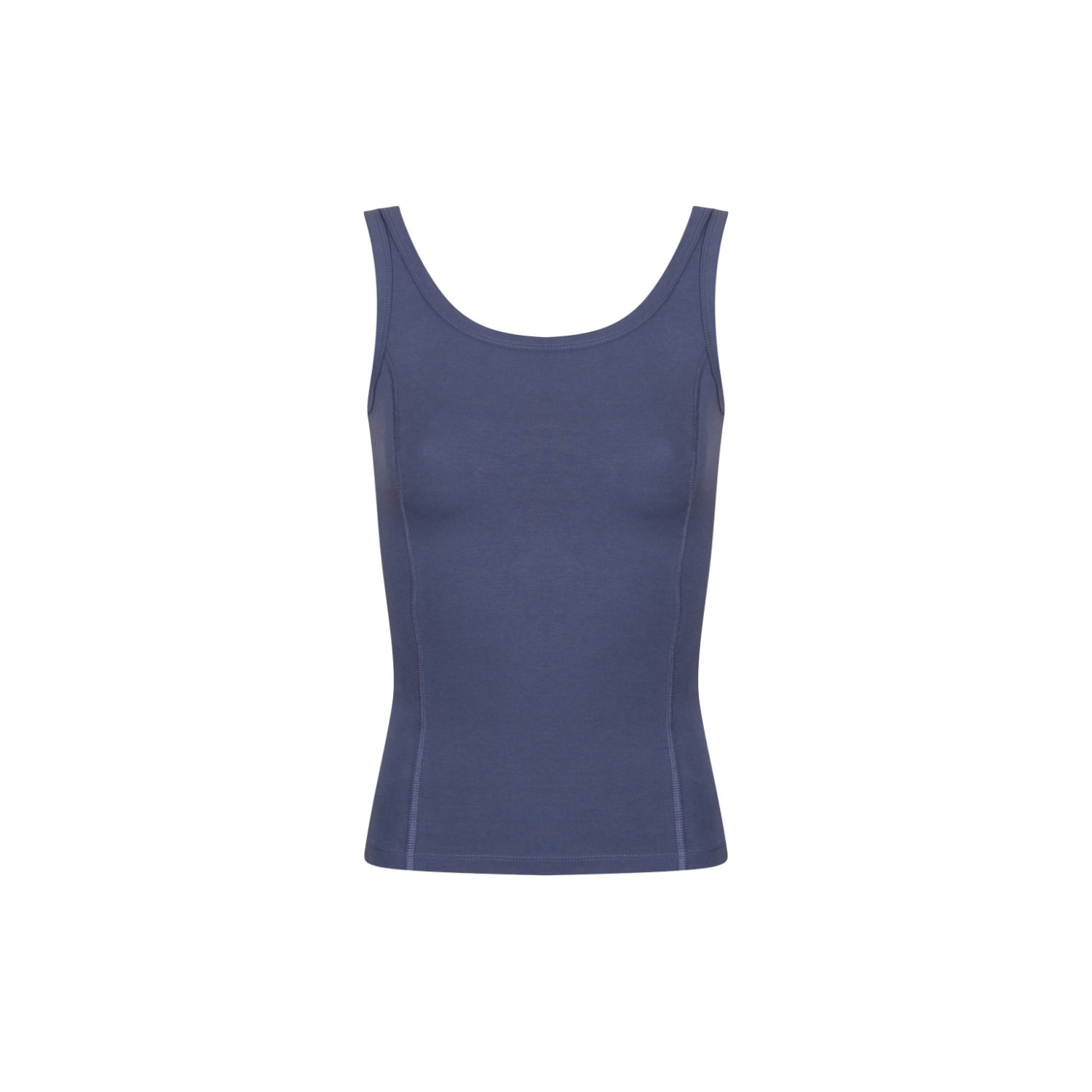 The Koozy Women's Jasmin Square Neck Vest In Pima Cotton In Nightshadow Blue In Blue