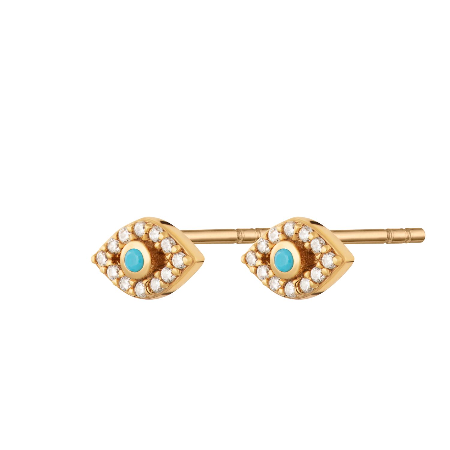 Scream Pretty Women's Gold / Blue Gold Evil Eye Stud Earrings