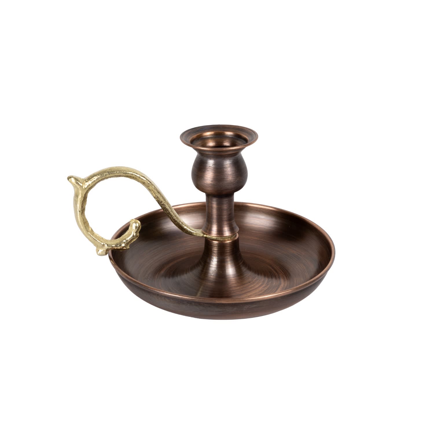 Anatoliacraft Black Vintage Style Dark Copper Candle Holder With Elegant Handle