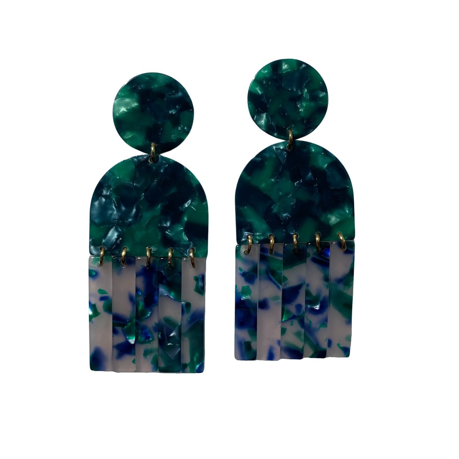 Women’s Tab & Fringe Drop Earrings In Blue & Green Closet Rehab