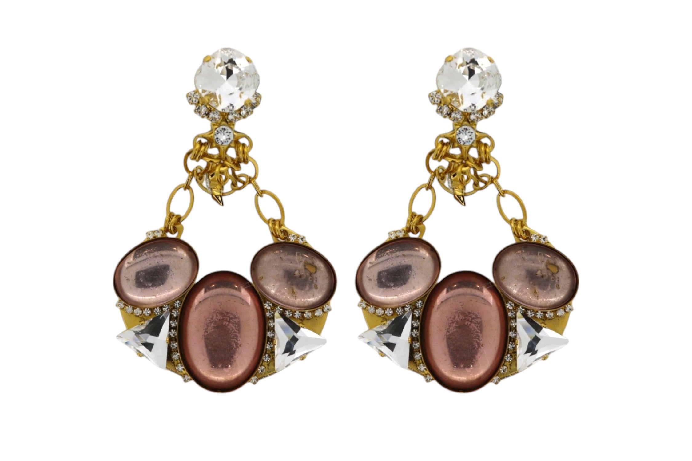 VICKISARGE WOMEN'S NEUTRALS / GOLD / PINK GLOW EARRINGS - PIERCED