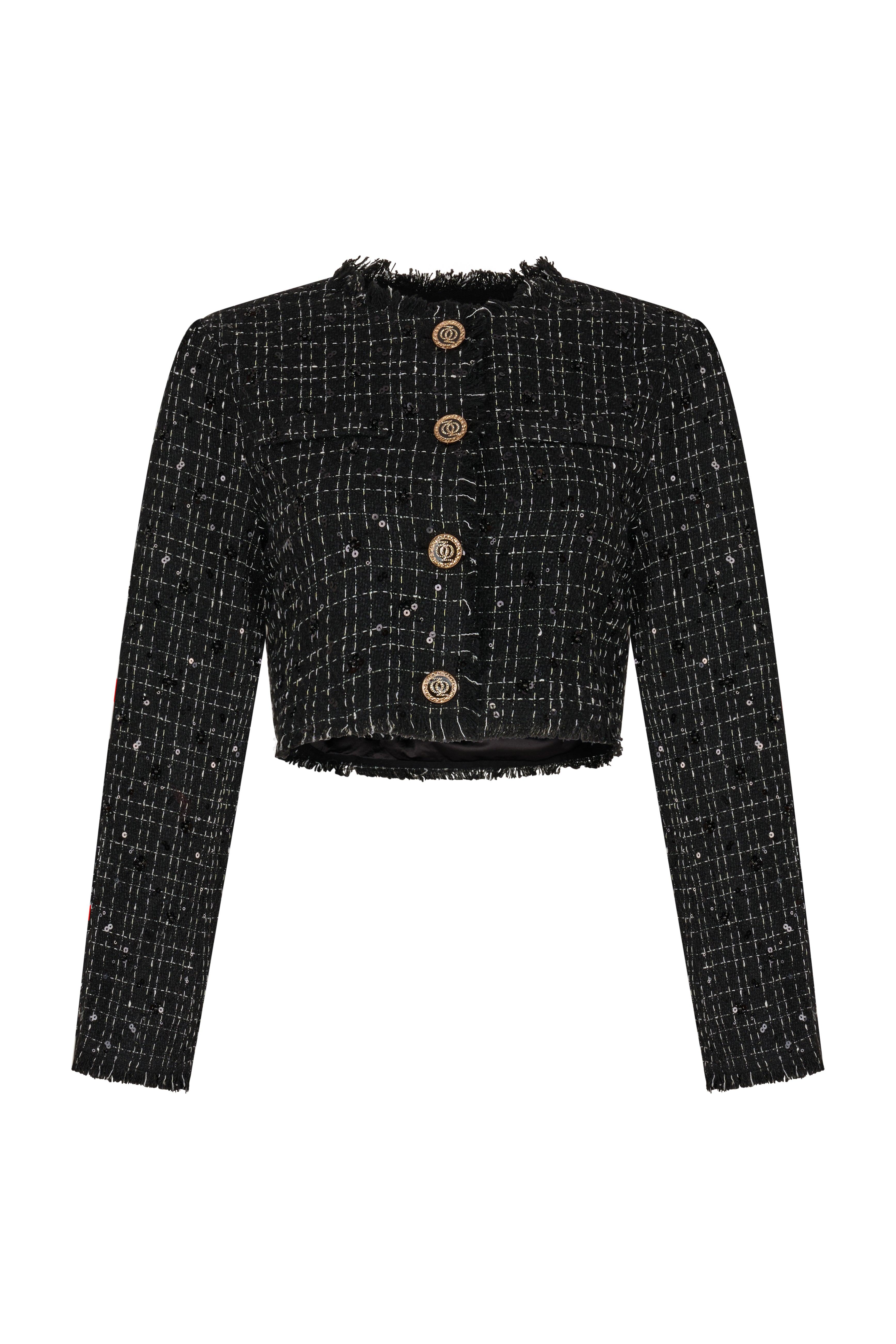 God Save Queens Women's Black Asap Tweed Jacket In Black