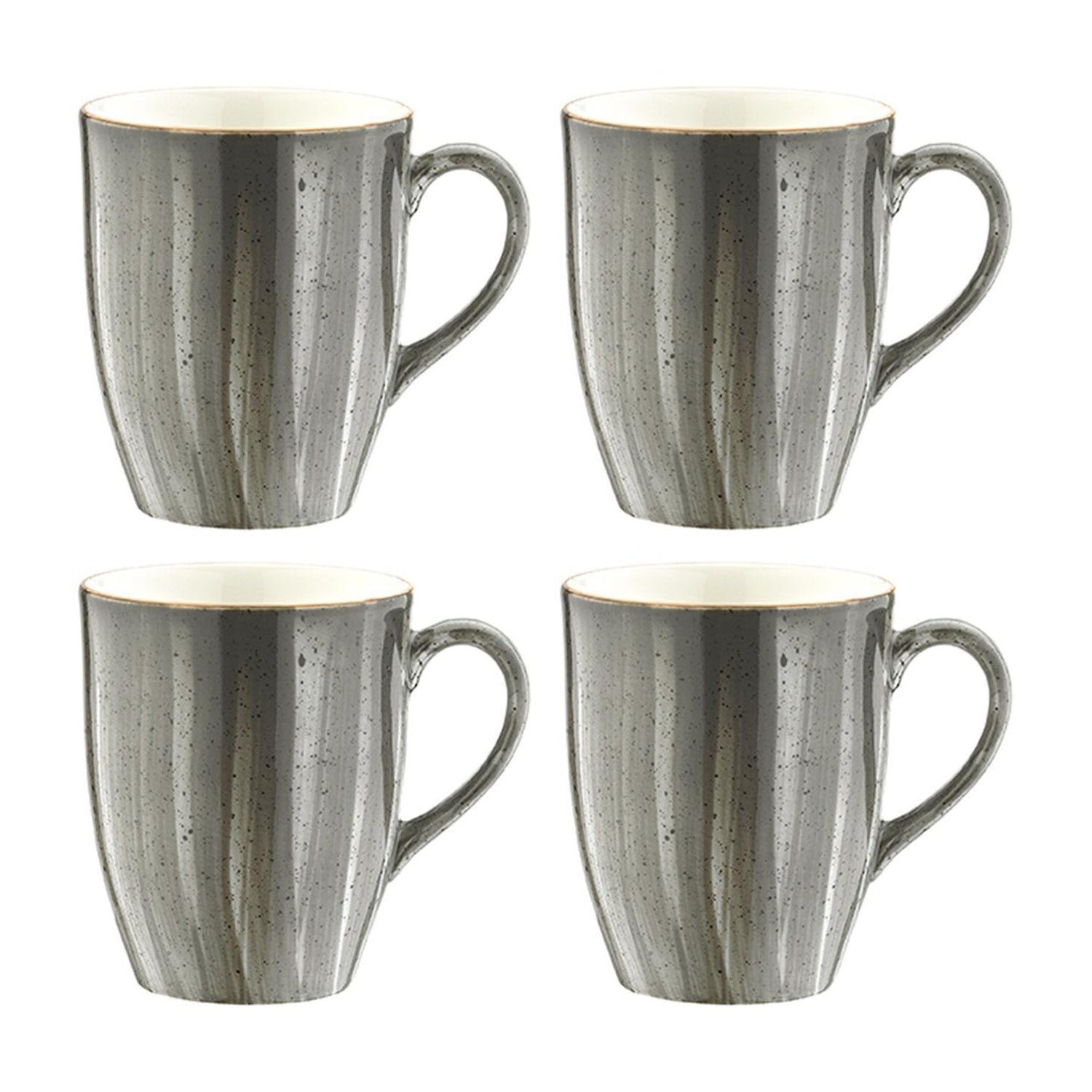 Turgla Home Space Round Grey Porcelain Mug Set Of Four