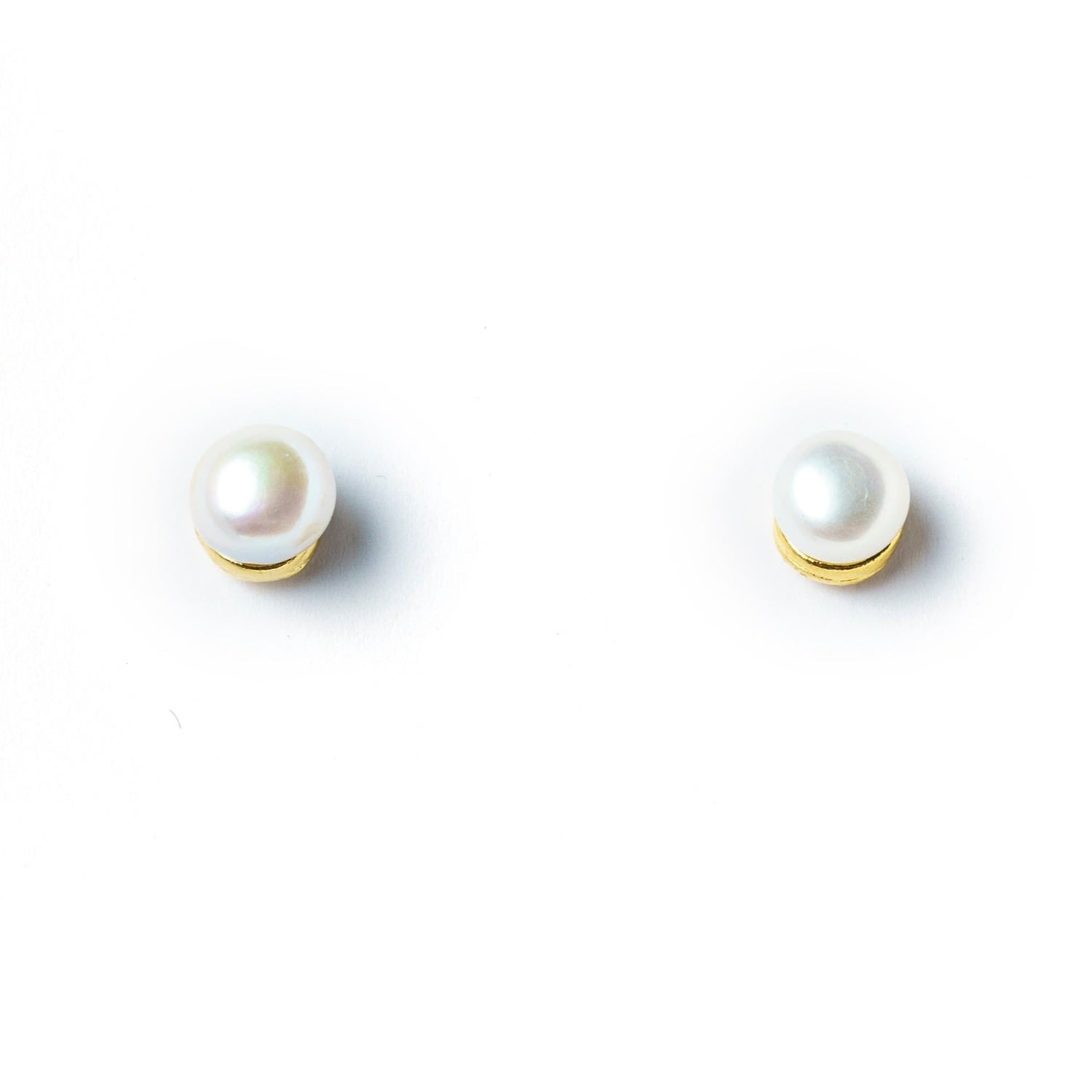 Women’s Gold / White The Apollo Studs 24K Gold Plated Freshwater Pearls Studs Eunoia Jewels